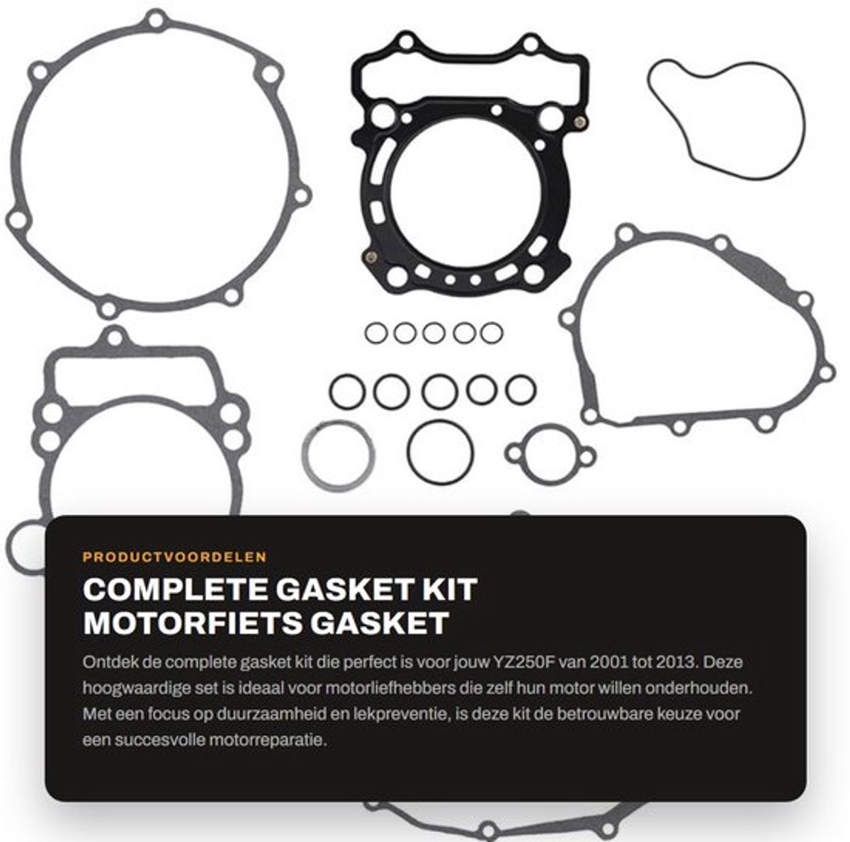 Pakking Set Hoogwaardige Kwaliteit - Gasket Kit - Vervangingsset - Motoronderdelen - YZ250F 2001-2013 - Inclusief alle benodigde pakkingen - Motorfiets Pakkingen