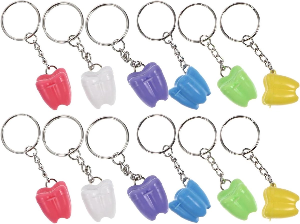 Melktandendoosjes - Tandenbewaarder - Tanden bewaren - Sleutelhanger - 12 stuks - Diverse kleuren