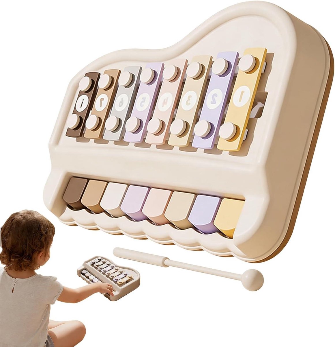 Xylofoon Piano - Muziek Speelgoed - Muziek Leren - 8 Toetsen - 22 x 16.5 x 6 cm - Meerkleurig