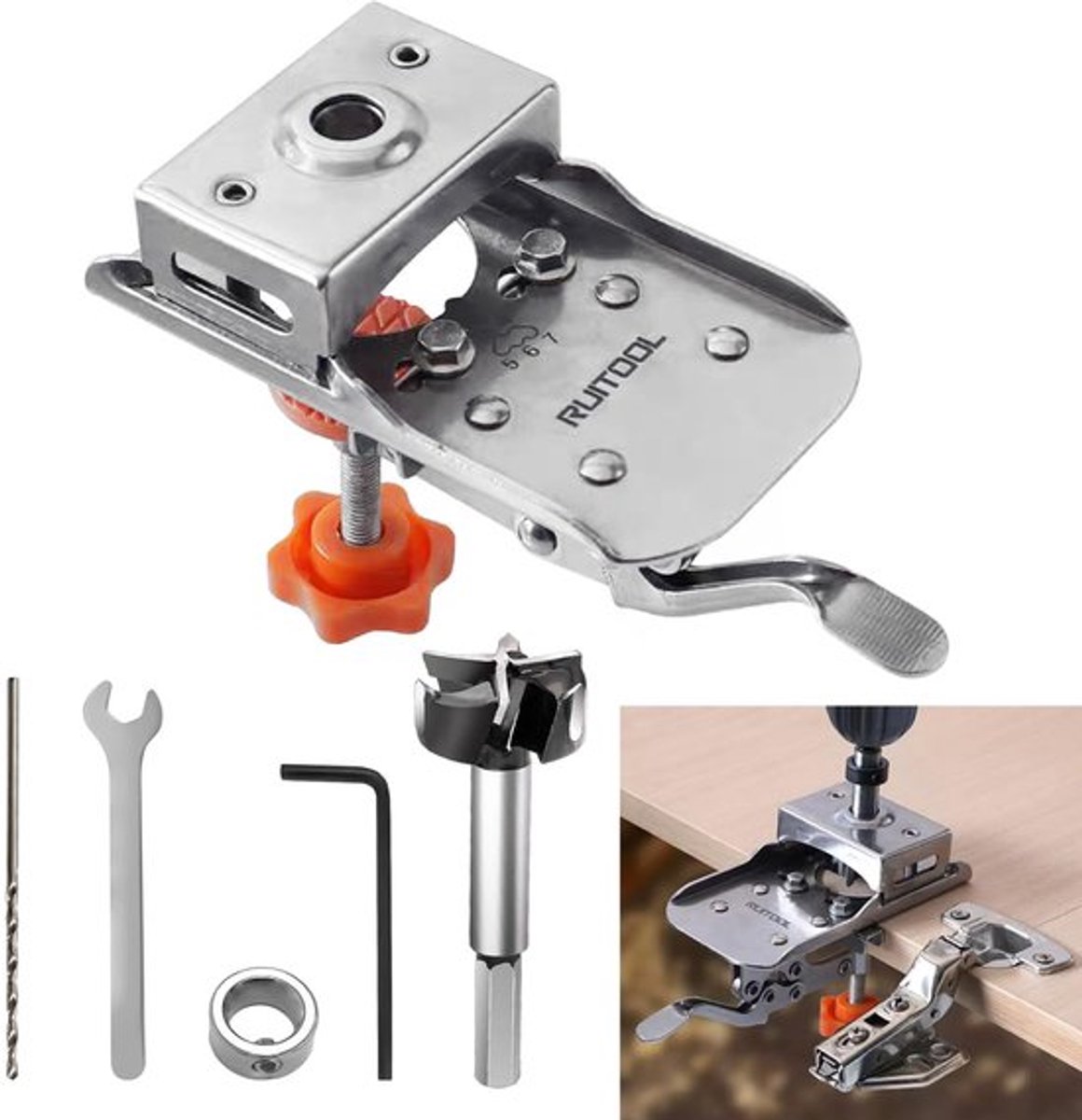 Boortemplate 35mm - Aluminium Legering - Verstelbare Hinge Beugel - Boorgids - Gereedschap - Inclusief 2 Sleutels