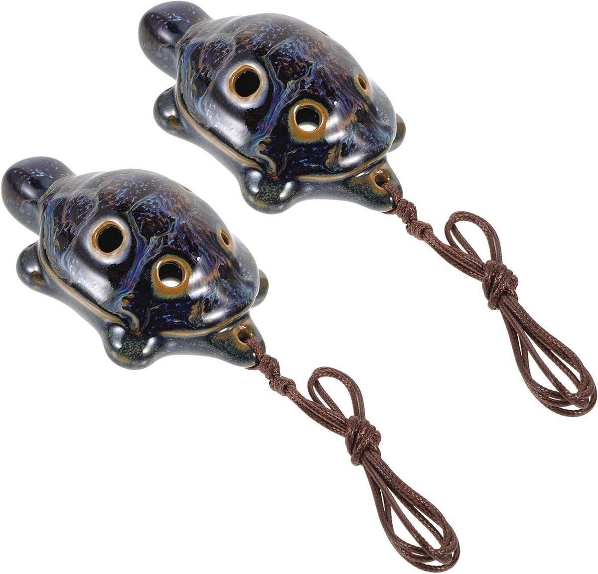 Schildpad Ocarina - Keramisch Blaasinstrument - Muziek Leren - Beginnersvriendelijk Ontwerp - 9 x 5.5 x 4 cm - Donkerblauw
