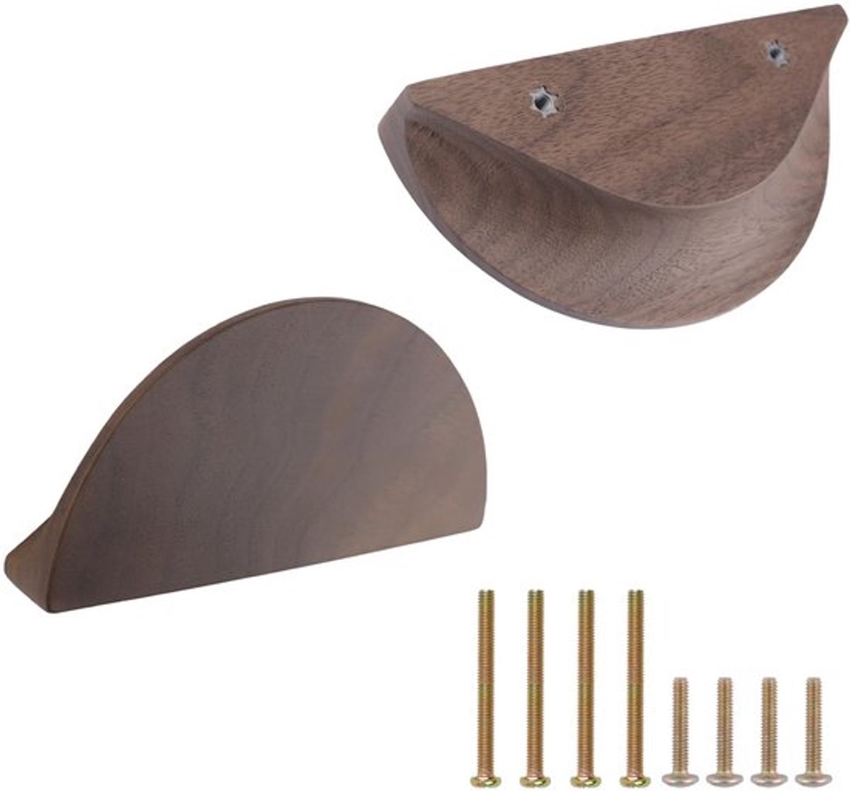 Ladehandgrepen Halve Maan - Houten Deurknop - 2 Stuks - 120 mm - Comfortabel Handvat - Duurzaam Notenhout - Deurgreep