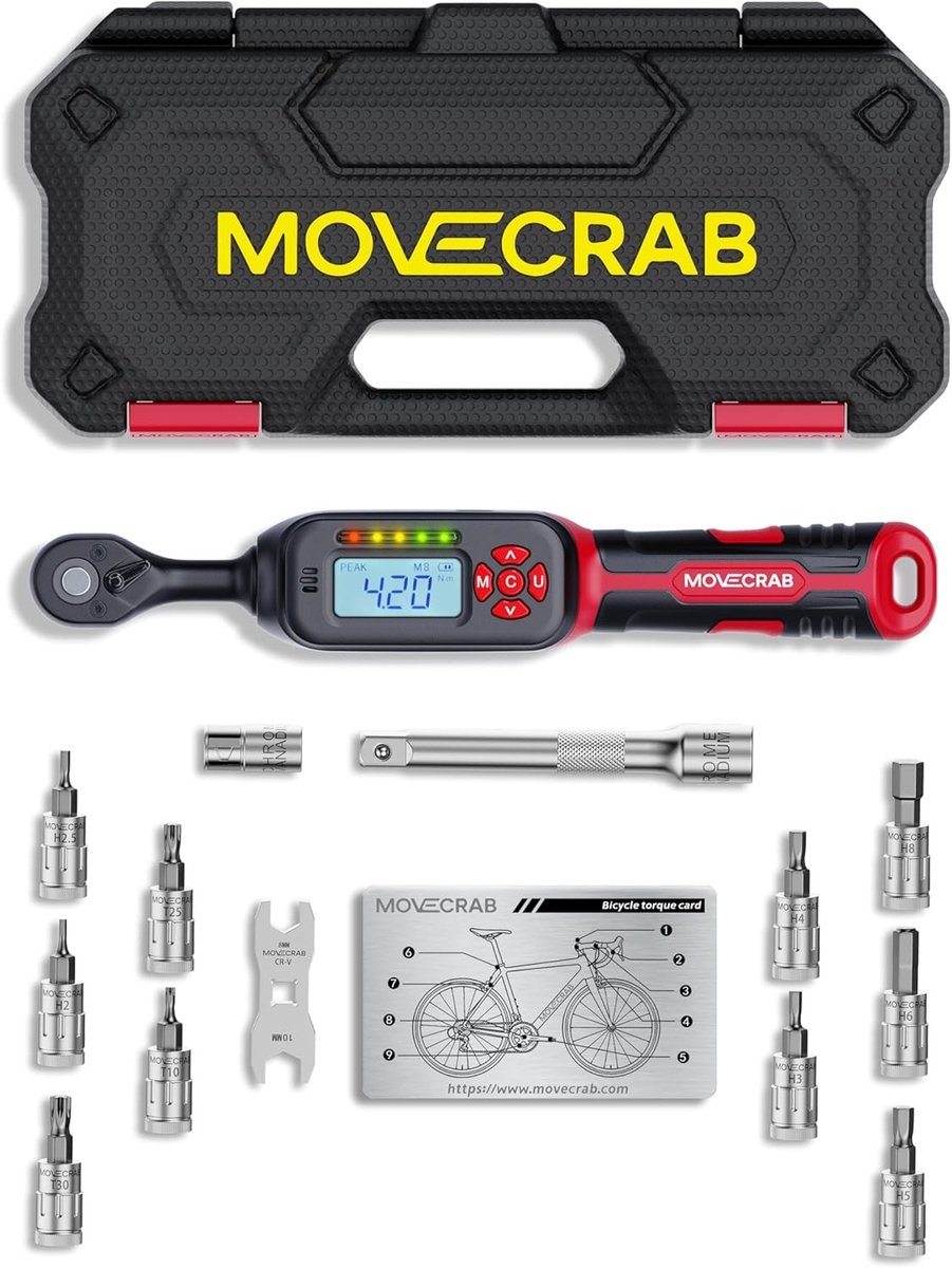 Momentsleutel voor fiets - Zwart - 1/4 inch Drive - Digitale Momentsleutel - Voor Precies Aandraaien van Fietsonderdelen