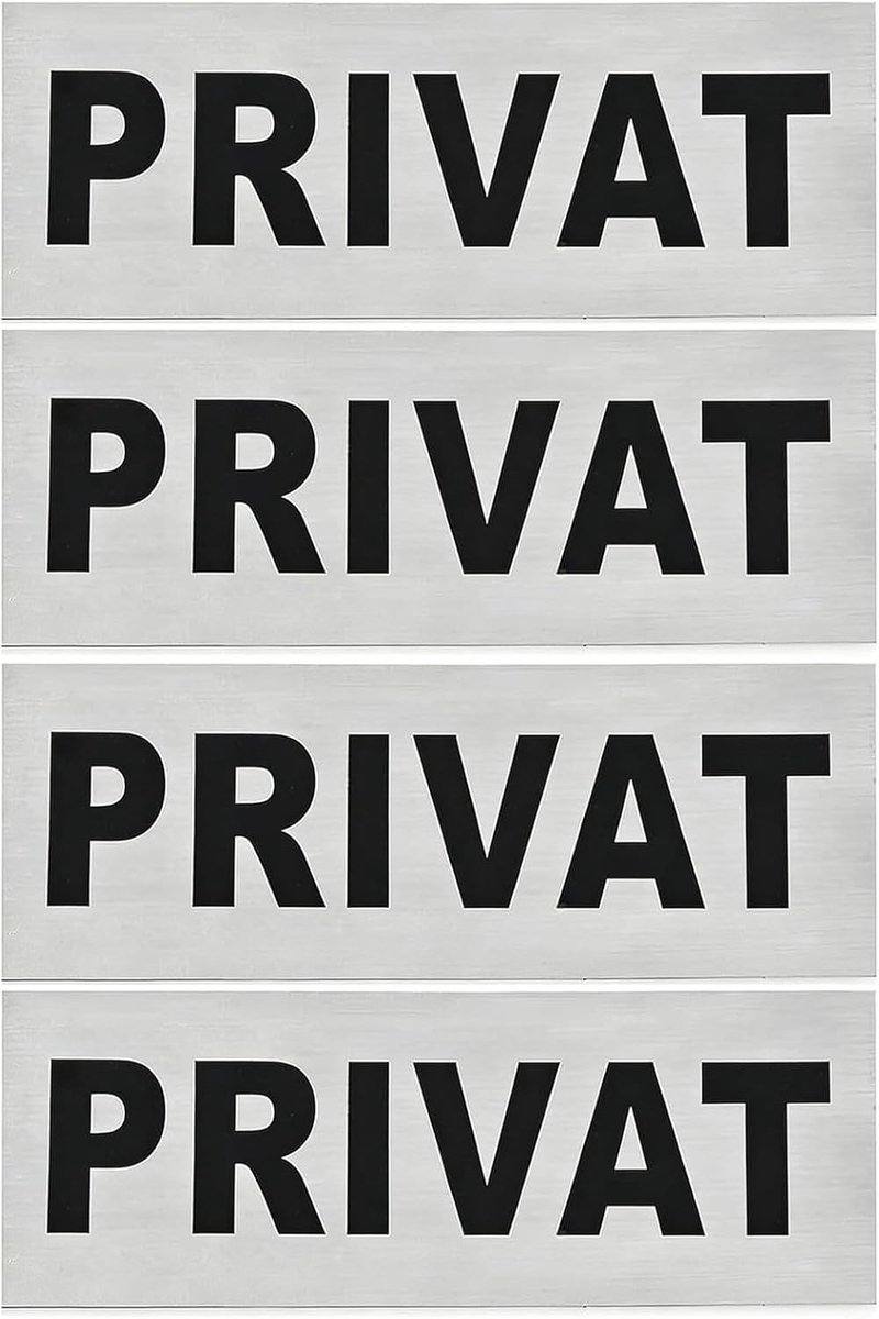 Set van 4 zelfklevende aluminium bordjes, 16 x 6 cm, waarschuwingsborden voor kantoor, winkel en praktijk, geschikt voor binnen en buitengebruik