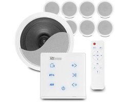 Power Dynamics set van 8 CSPS6 plafondspeakers met de A100W inbouw versterker - Bluetooth - 4x 20W