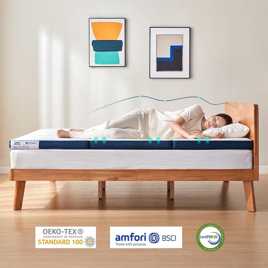 Opvouwbare Matras - Topper Slaapmat - Extra Slaapcomfort - Waterproof Velvet Cover - 160 x 200 cm - Grijs — afbeelding 4