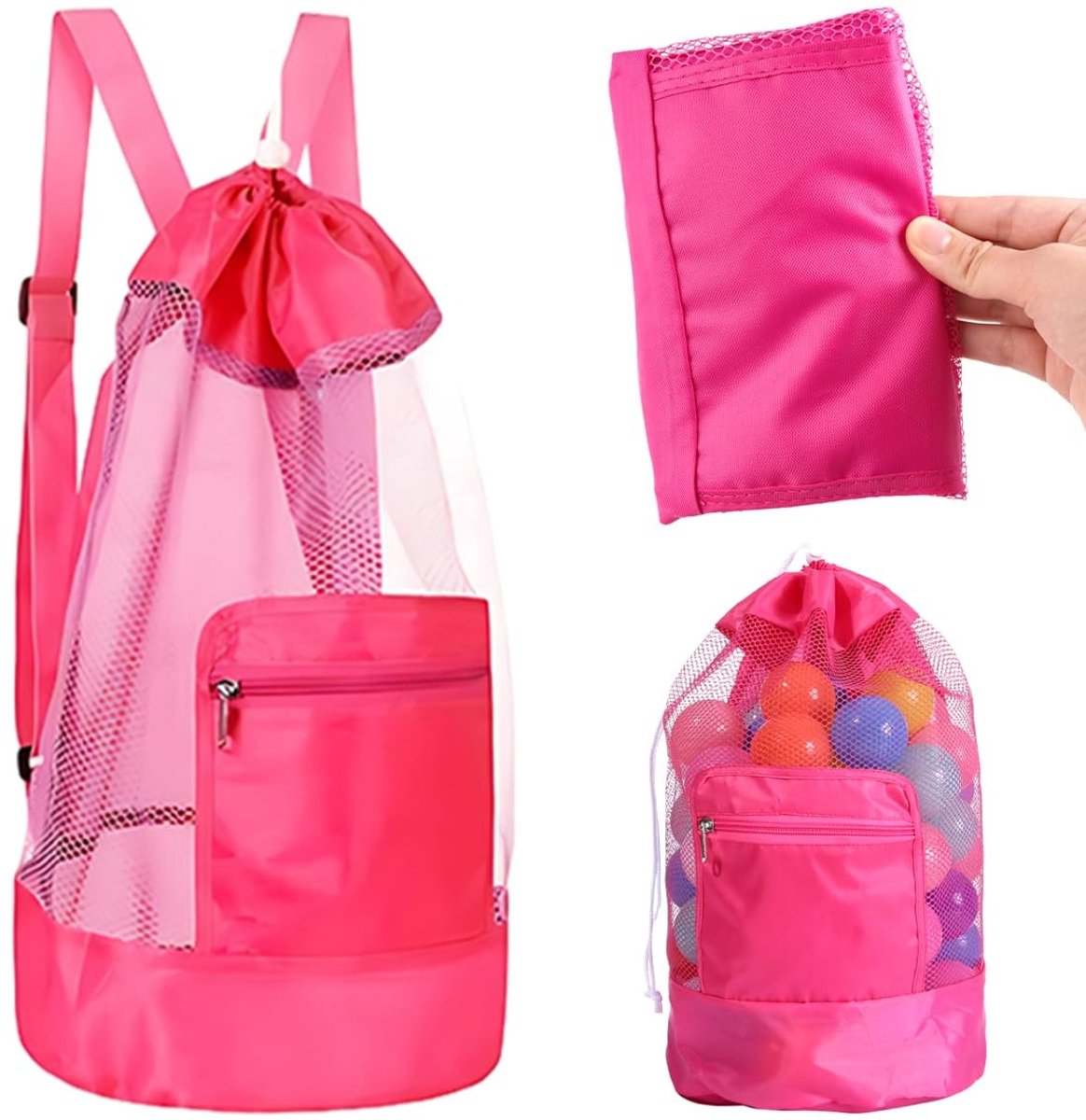 Omgoods - Waterdichte Strand Speelgoed Tas met Mesh en Verstelbare Schouderbanden