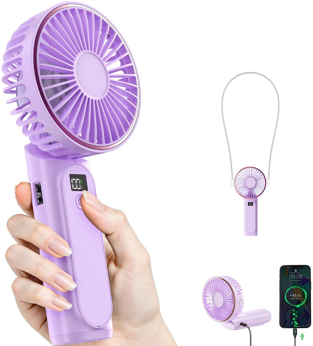 Omgoods - Draagbare Handventilator met 4000mAh en LED Display