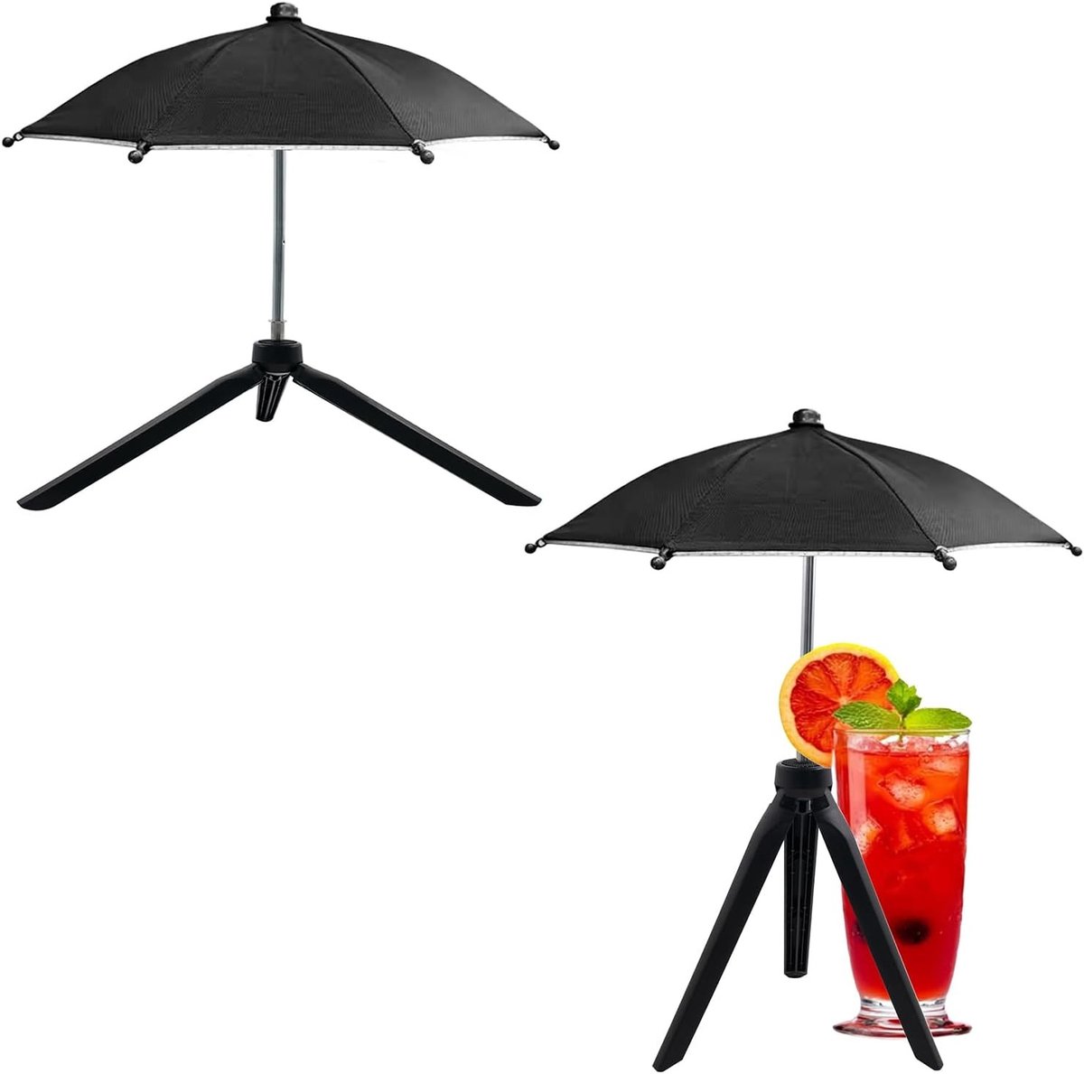 Mini-parasols voor mobiele telefoons en dranken - Ideaal voor buitengebruik, vakantie en zonbescherming, houdt je smartphone koel en dranken verfrissend koud