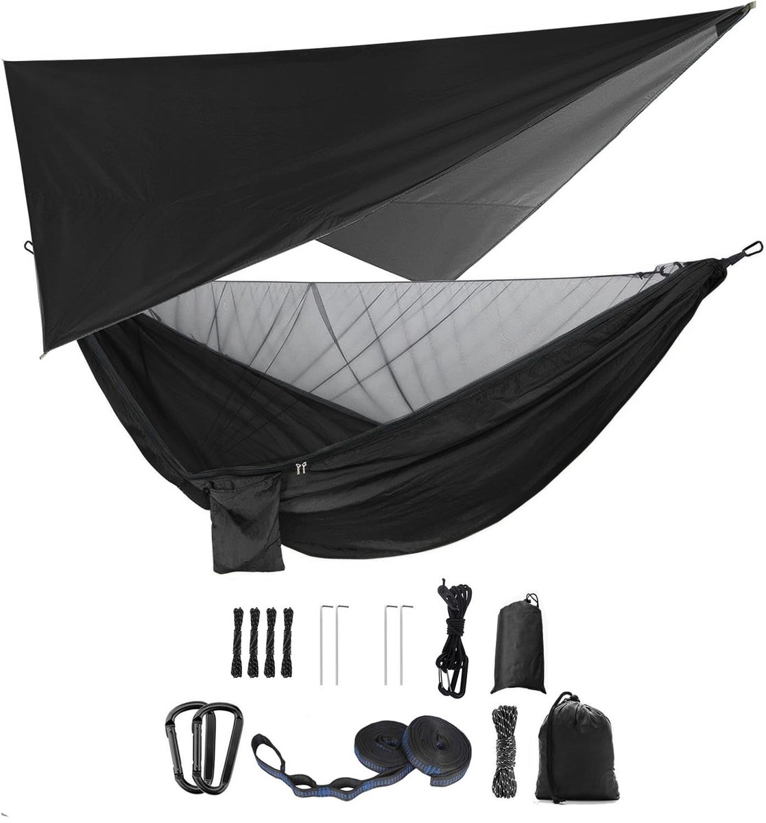 Omgoods - Camping Hammock Set met Insectennet en Regenzeil