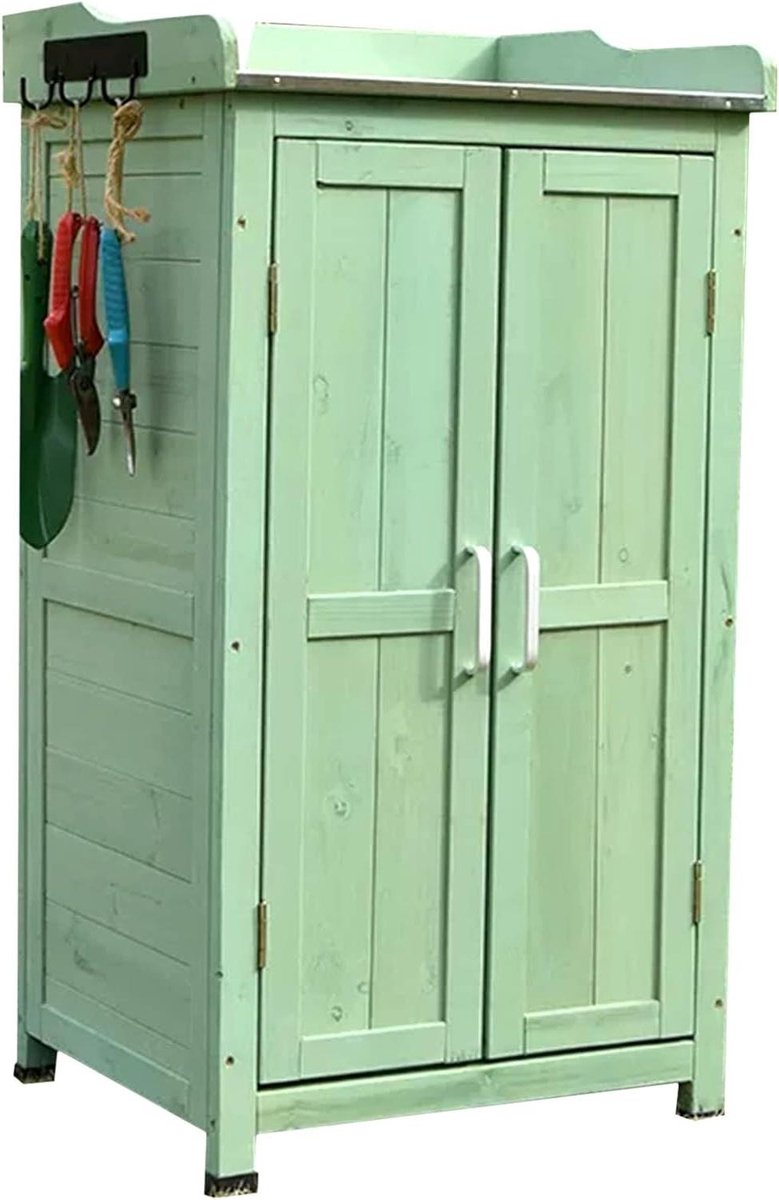 Houten Opbergkast - Tuinkast Buiten - Tuinspullen Opbergen - Waterdicht Stevig Hout - 95x50x43cm - Natuurlijk Hout