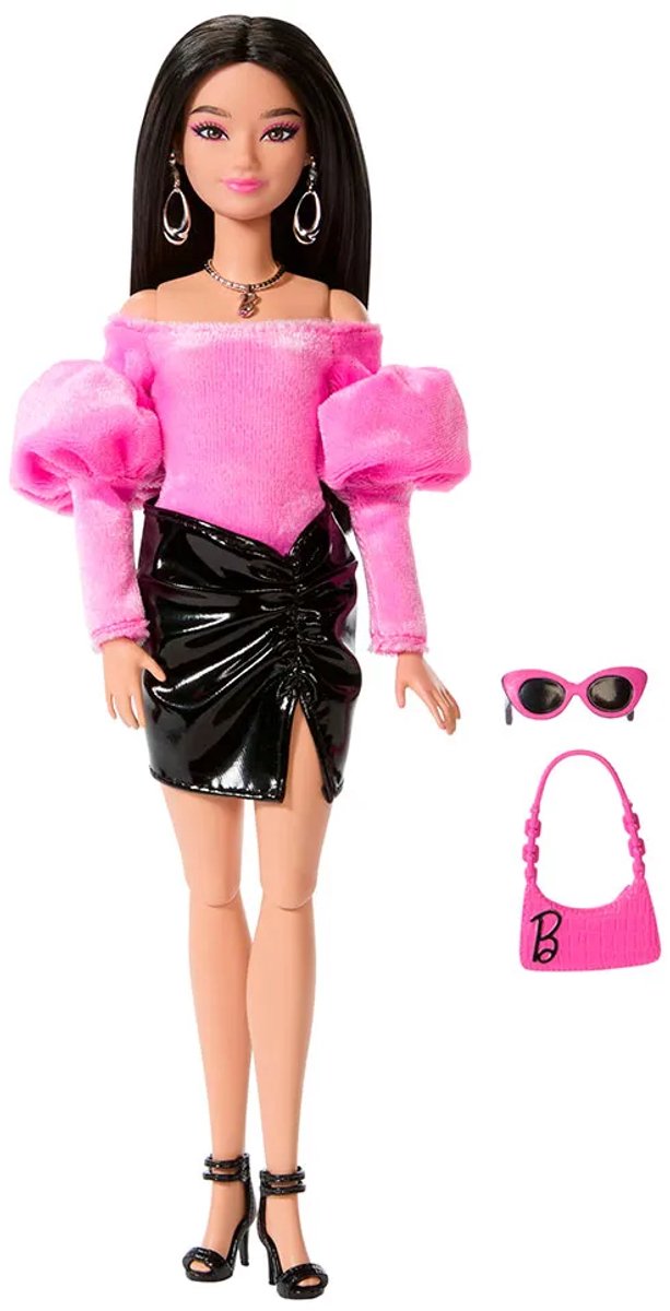 Barbie Deluxe Stijl - Met een glanzend minirokje en zwart haar - Modepop van Barbie — afbeelding 2