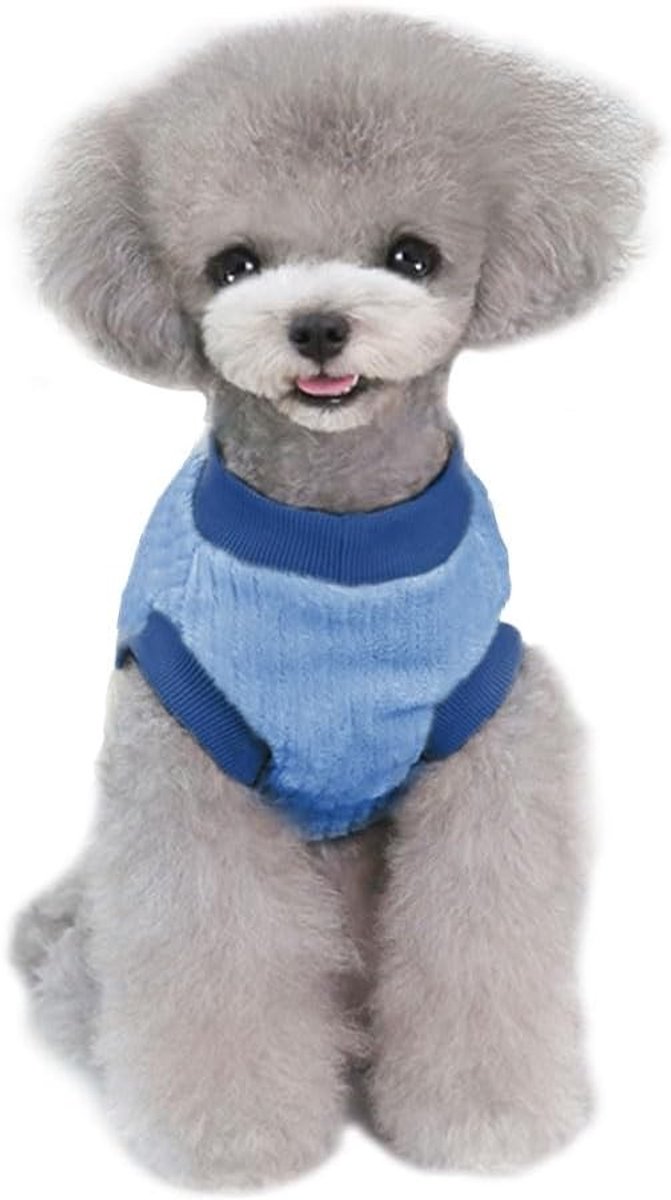 Hondenkleding voor de winter, warme pluche trui voor honden, koud weer jas en sweatshirt voor huisdieren (Blauw, M)