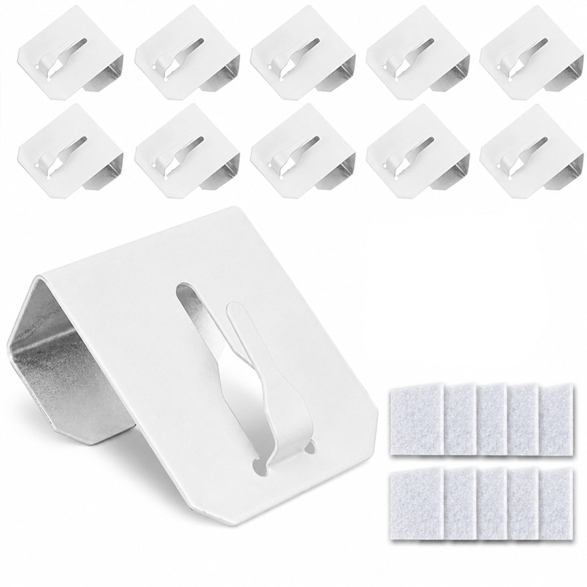 Bobypet - Deurhaken - Metalen kastdeurhaken zonder boren - Set van 10 - Met zelfklevende viltvellen - Voor kleding, handdoeken, hoeden, tassen en accessoires - 3*2*3.4cm - Wit