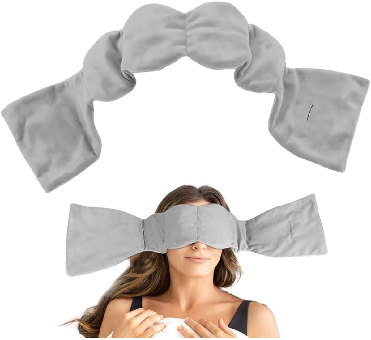 longziming -Gewichtete Slaapmasker met Glaskralen - 270 g Zwaar Oogmasker voor Slapen - 3-Laags Lichtblokkerend - Zachte Druk - Verstelbare Band - Voor Thuis, Reizen, Meditatie en Ontspanning - 80 cm - Grijs