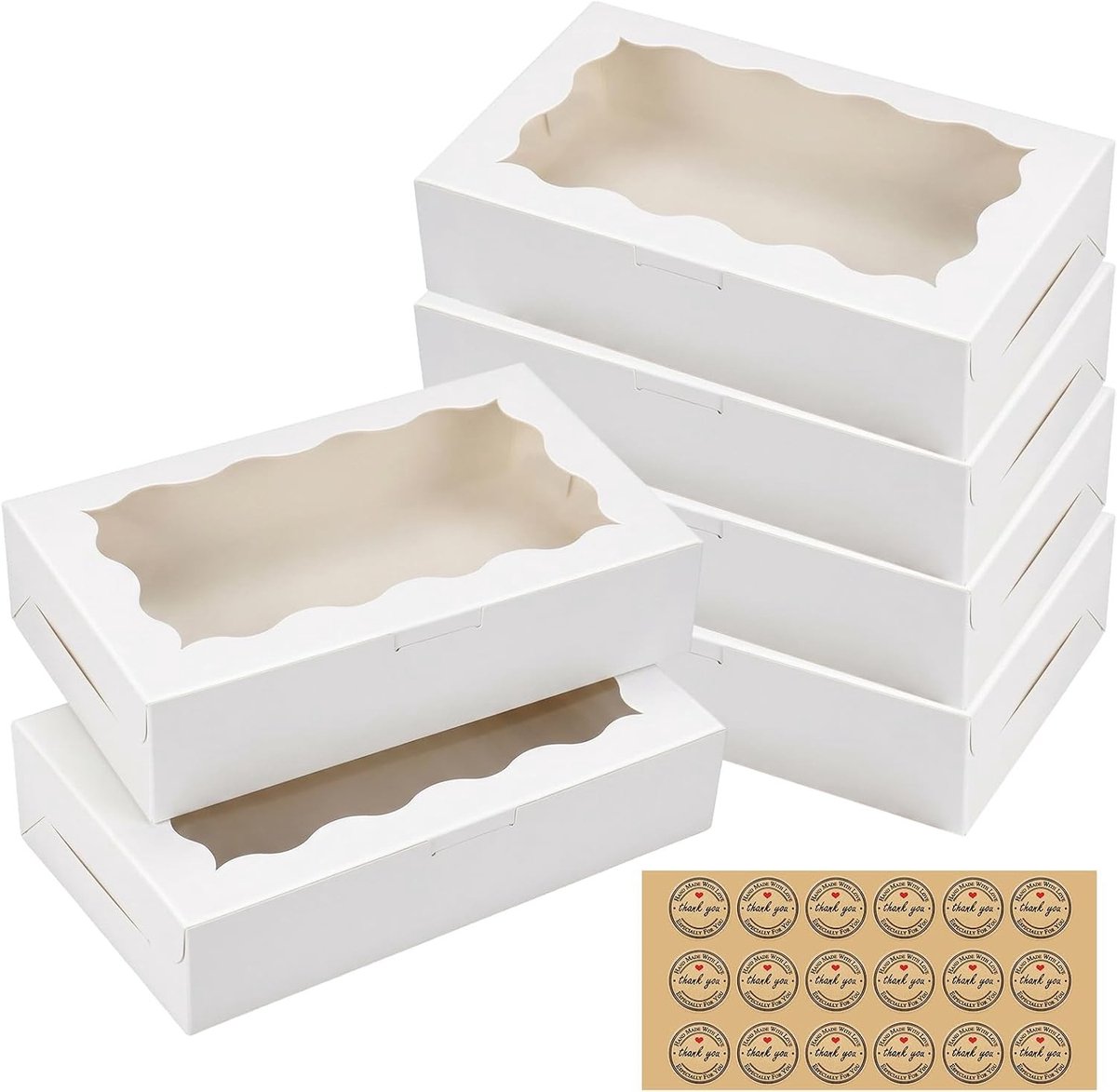20 Stuks Koekjesdoosjes met Kijkvenster | Ideaal voor Gebak, Donuts en Cupcakes, 18 × 11 × 4 cm Kraftpapier