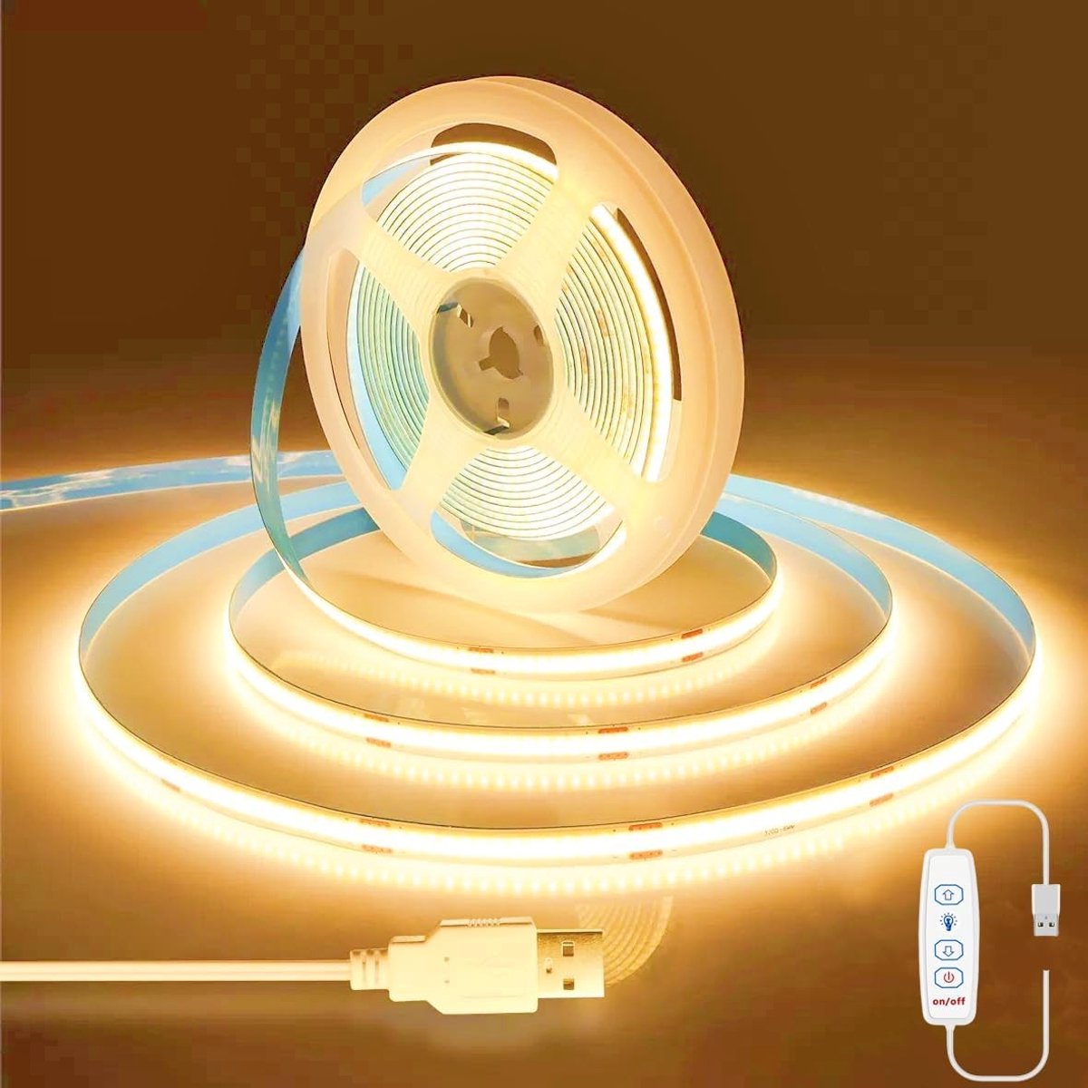 Usb Ledstrip - Warm Wit - 2 m - Dimbaar - Voor Thuisverlichting