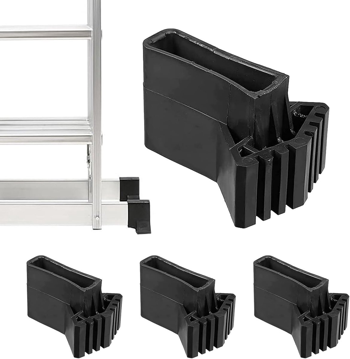 Antislip Laddervoetbekleding - Zwart - 6,2 x 1,8 cm - Rubber Laddervoetkussens - Voor Telescoopladders