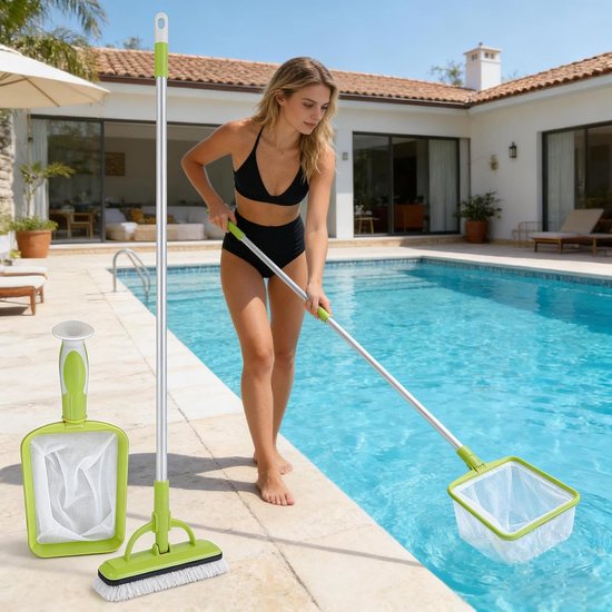 Schepnet Zwembad - Vijvernet Opvangnet - Water Oppervlak Reinigen - Modulaire Handgreep - 20 x 14 x 4 cm - Blauw — afbeelding 5