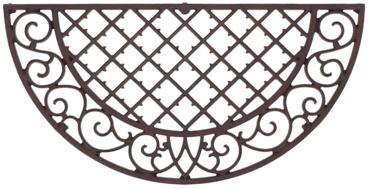 Esschert Design Deurmat gietijzer ruit half rond bruin