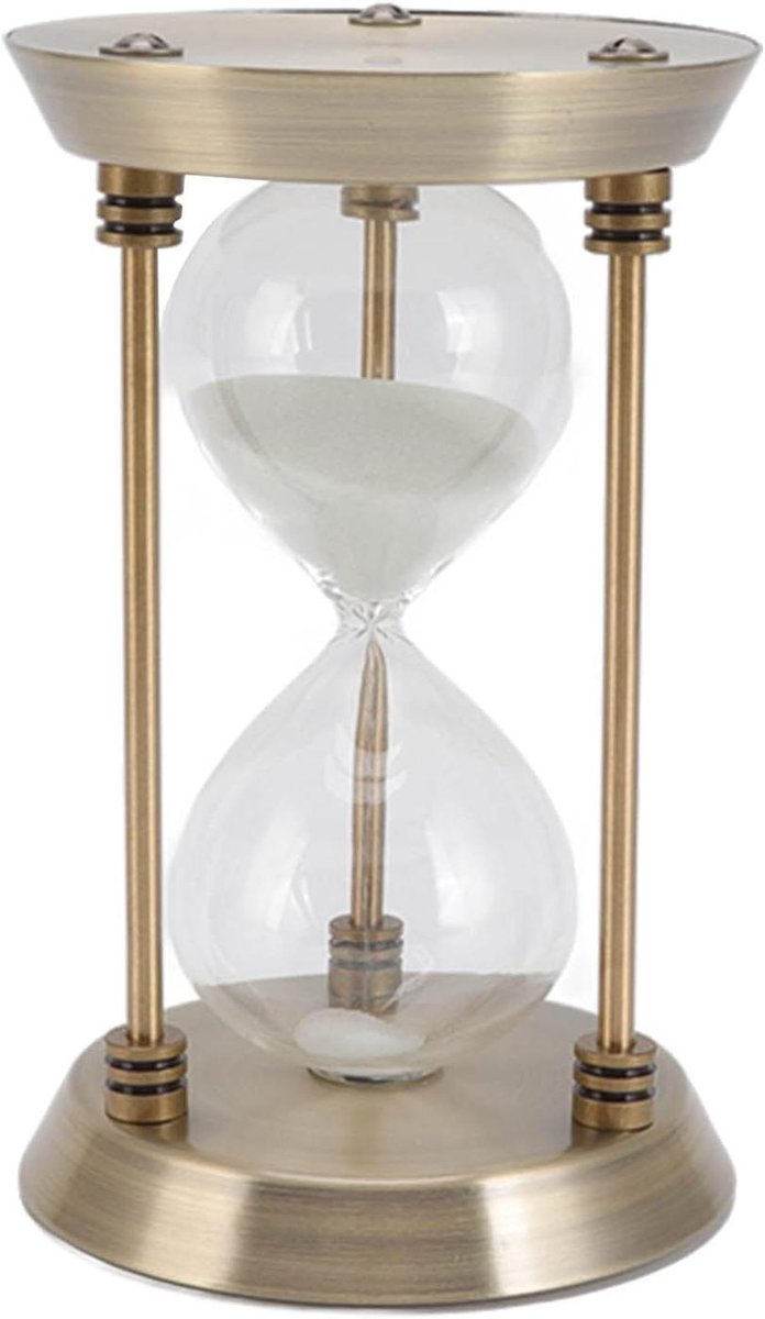 Zandloper Ornament - Zandloper Klok - Tijd Meten - Ijzer en Glas - 15 Minuten - Zwart