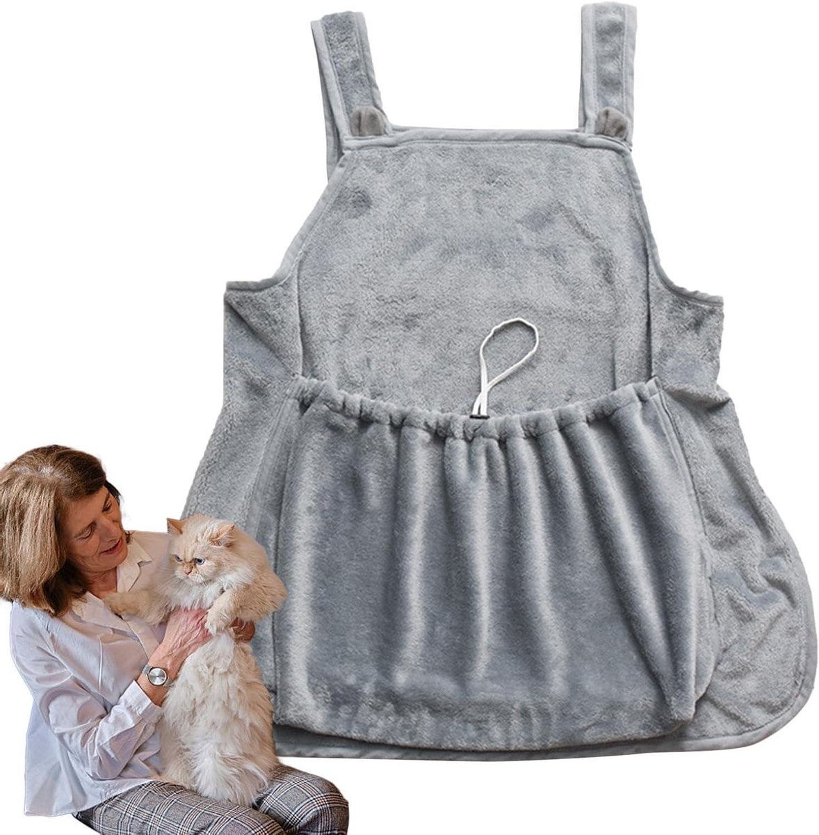 Huisdier Draagzak - Draag Schort - Comfortabel Vervoer - Antikleefhaar Ontwerp - Tot 7.5 Kg - Grijs