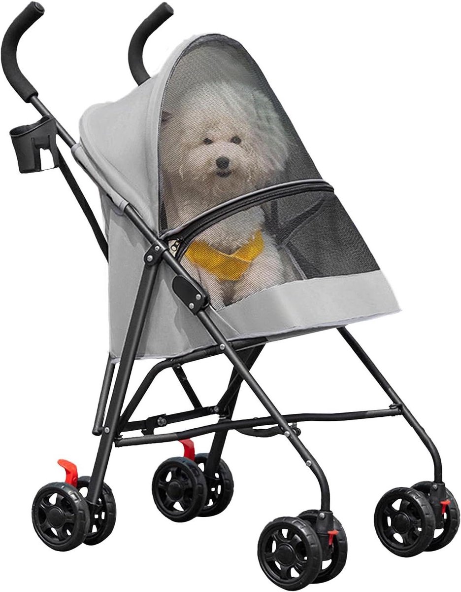 Huisdieren Kinderwagen - Dierenwagen Buggy - Comfortabel Vervoer - Opvouwbaar Ontwerp - 55 x 45 x 97 cm - Grijs