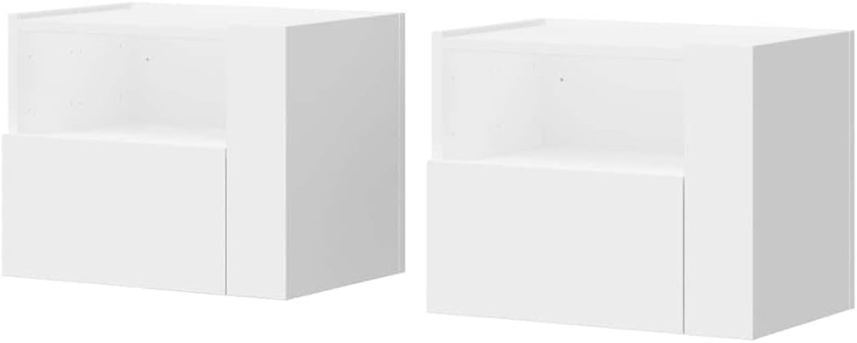 Zwevend Nachtkastje - Wandkastje Lade - Slaapkamer Organisatie - Stijlvol Design - 45x30x35 cm - Wit