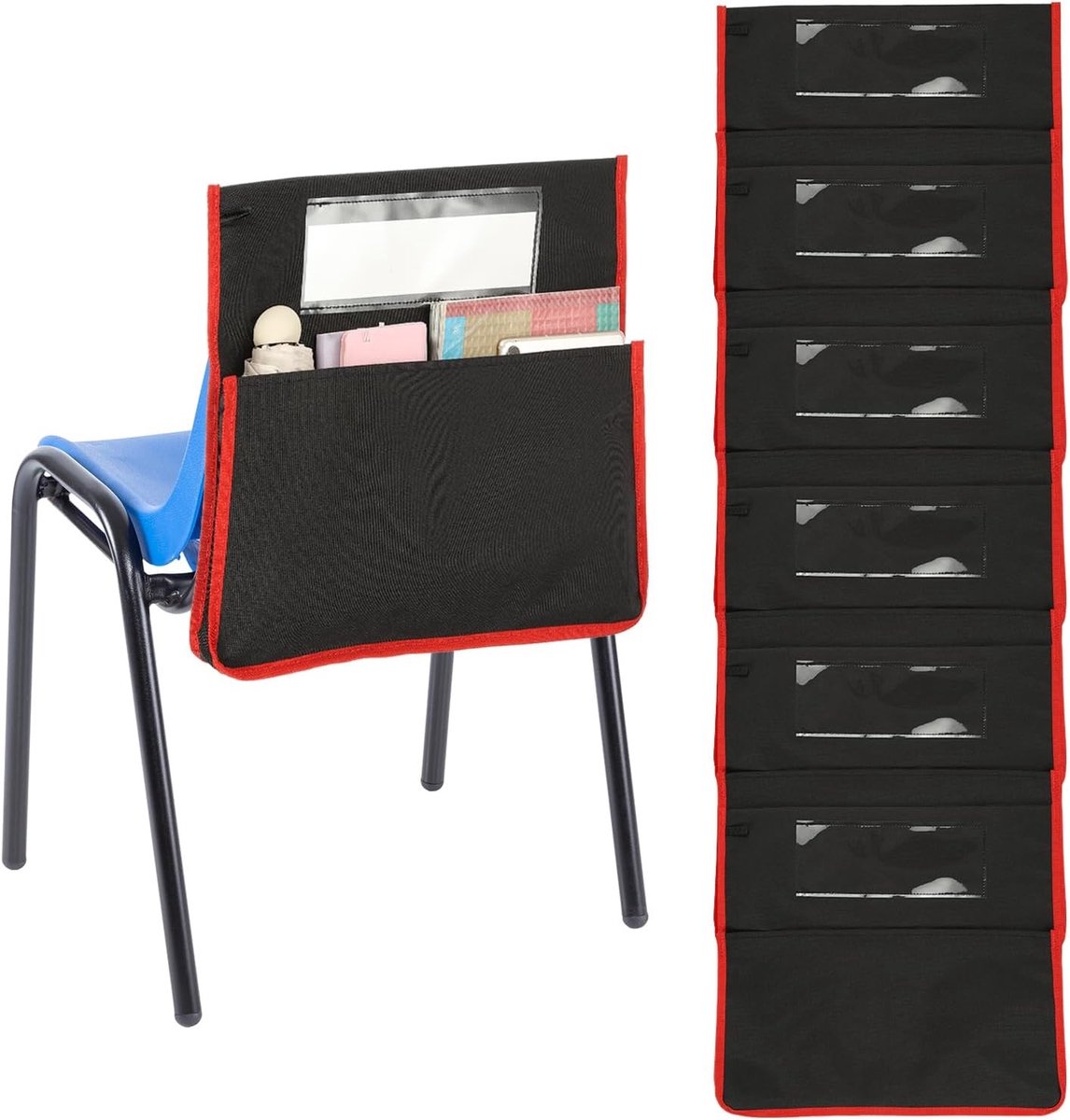 Rode Stoeltassen voor Klaslokalen - 12 Stuks, 16.5" Lengte, 15.4" Breedte, Met Naamlabel en Sluiting