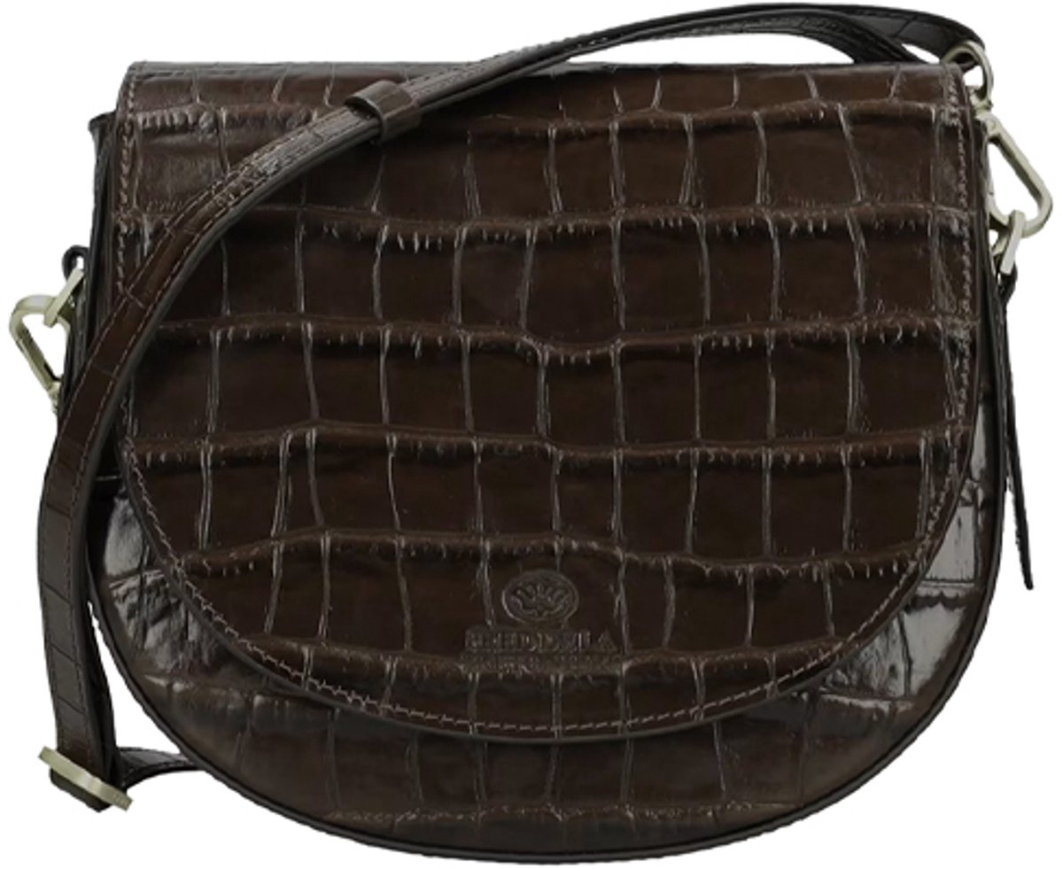 Fred De La Bretoniere - KLEO Crossbody Croco Printed Leather Dark Brown - Maat One Size