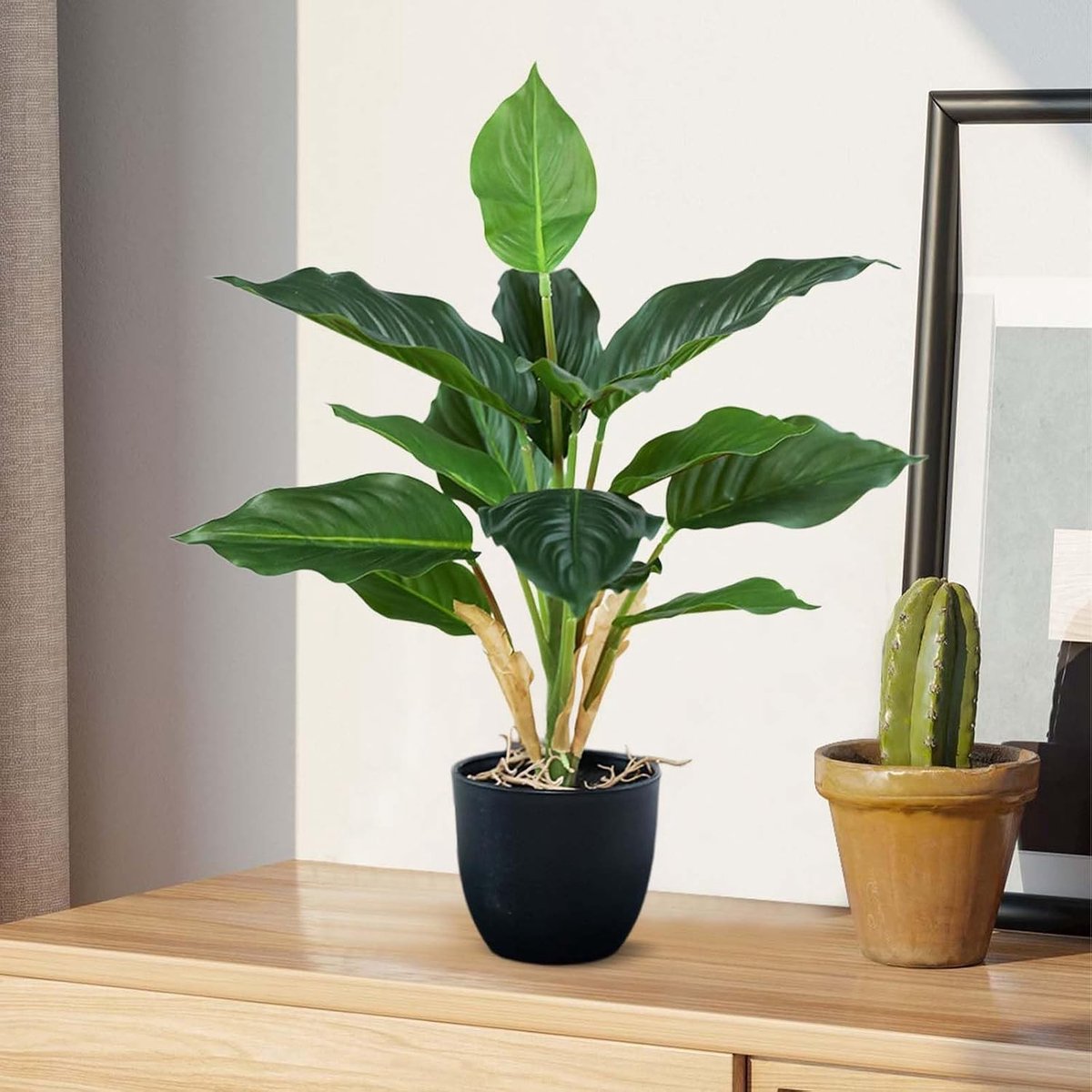 Kunstvetplanten met pot - Groen - 39 cm - Kunststof decoratieve kamerplant - Voor tafeldecoratie