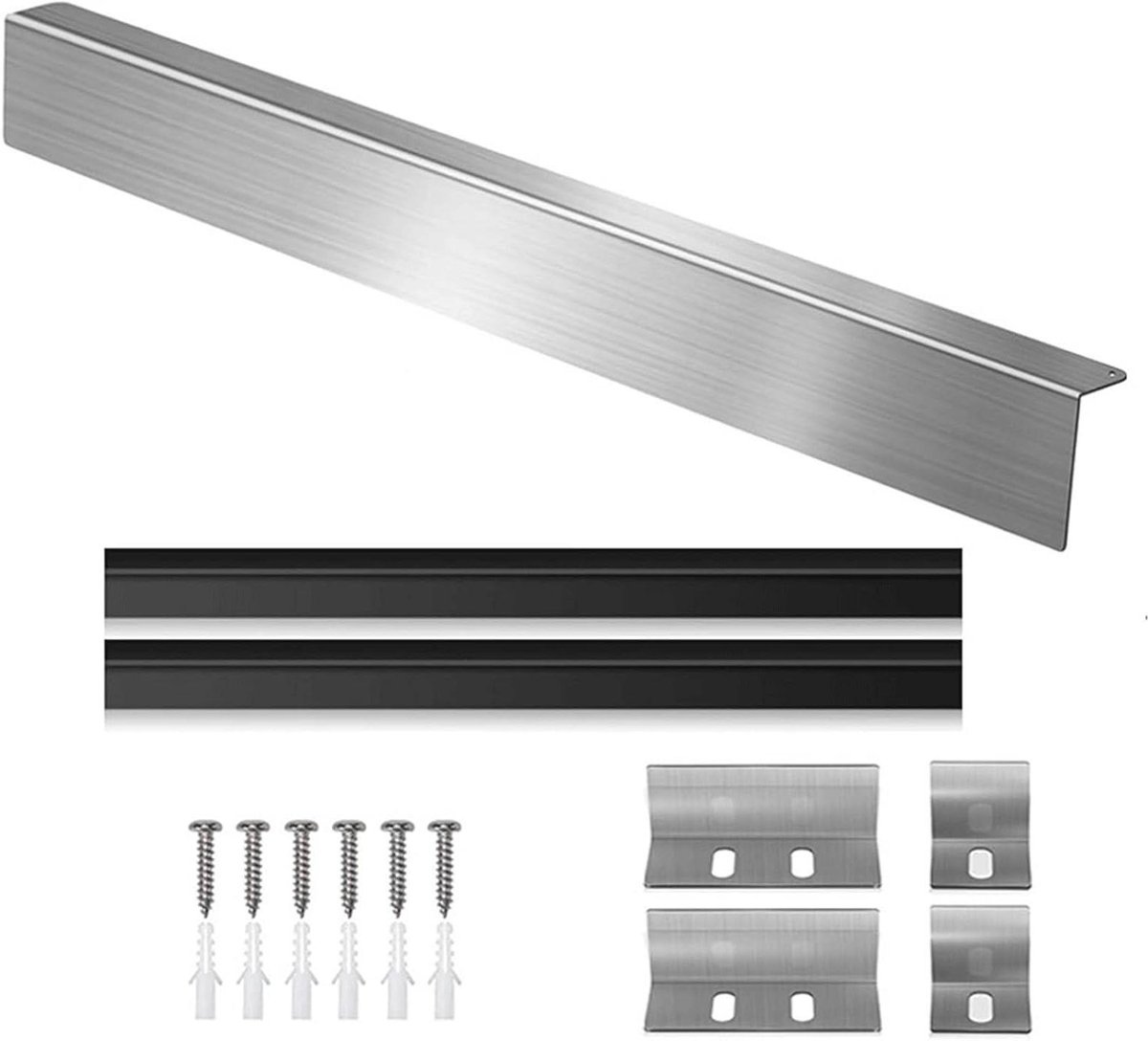 Kookplaat Afdekstrips - Afdichtstrips Kookplaat - Keuken Schoonhouden - Roestvrij Staal - 77 cm - Zilver