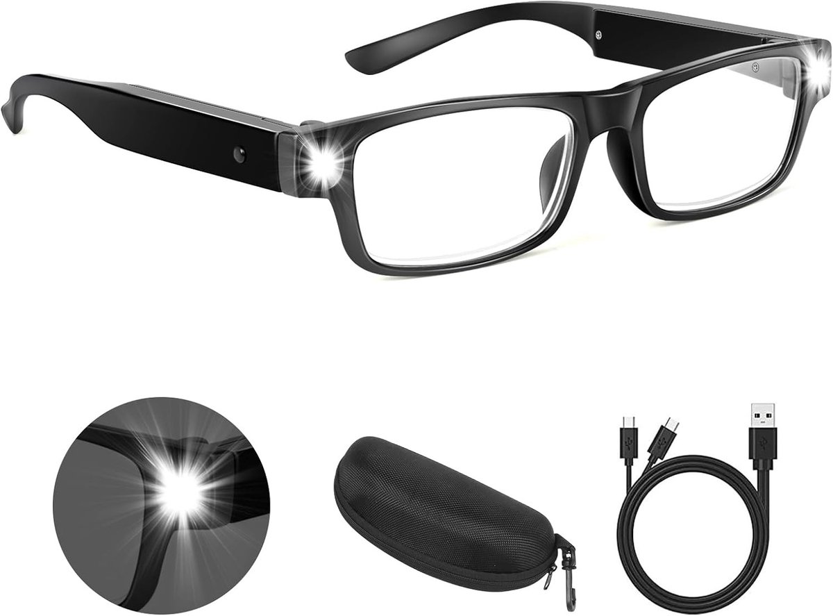 Loepbril - Transparant - 300% Vergroting - USB Oplaadbare LED Verlichting - Handsfree Vergrootglas voor Hobby's en Lezen