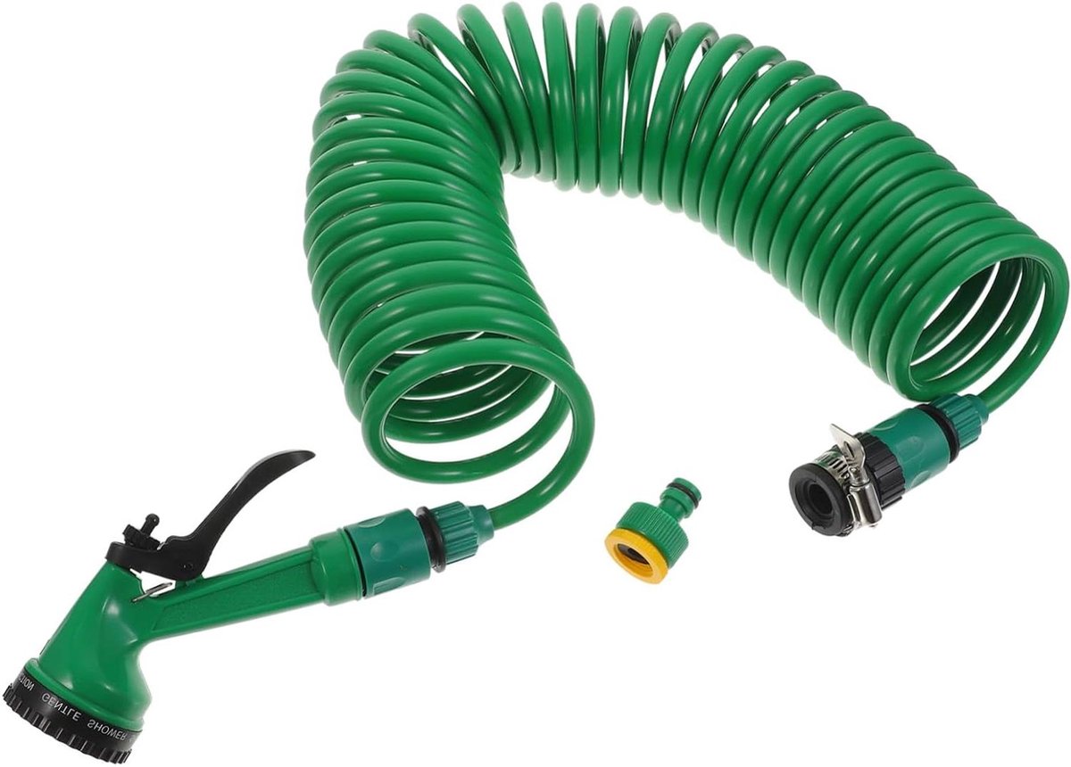 Tuinslanghaspel Intrekbaar - Waterslang oproller - Tuinieren en auto wassen - Zelfoprollend ontwerp - 10 meter - Groen