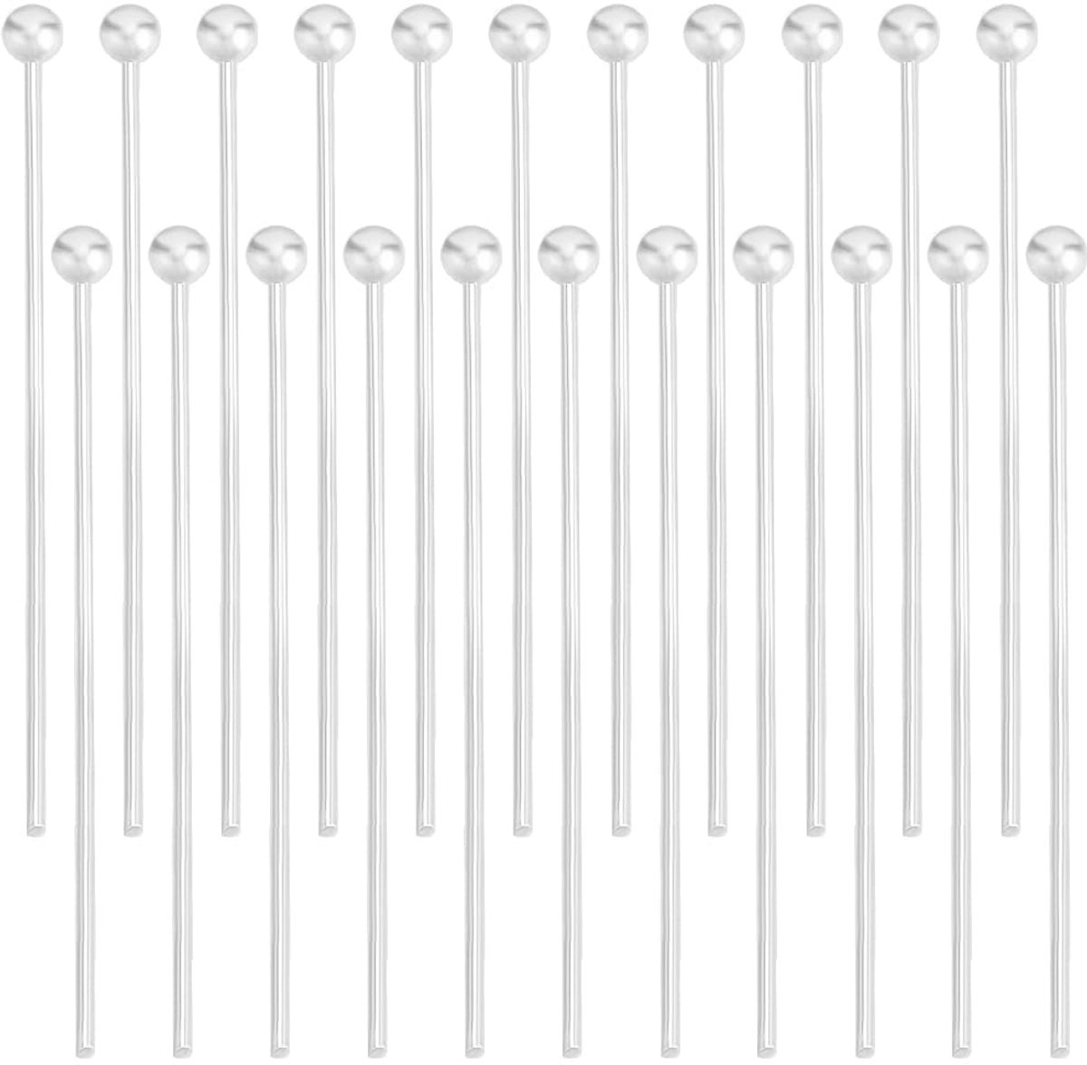 Kogelstiften voor sieraden maken - 200 stuks, 30mm, 925 zilverlook