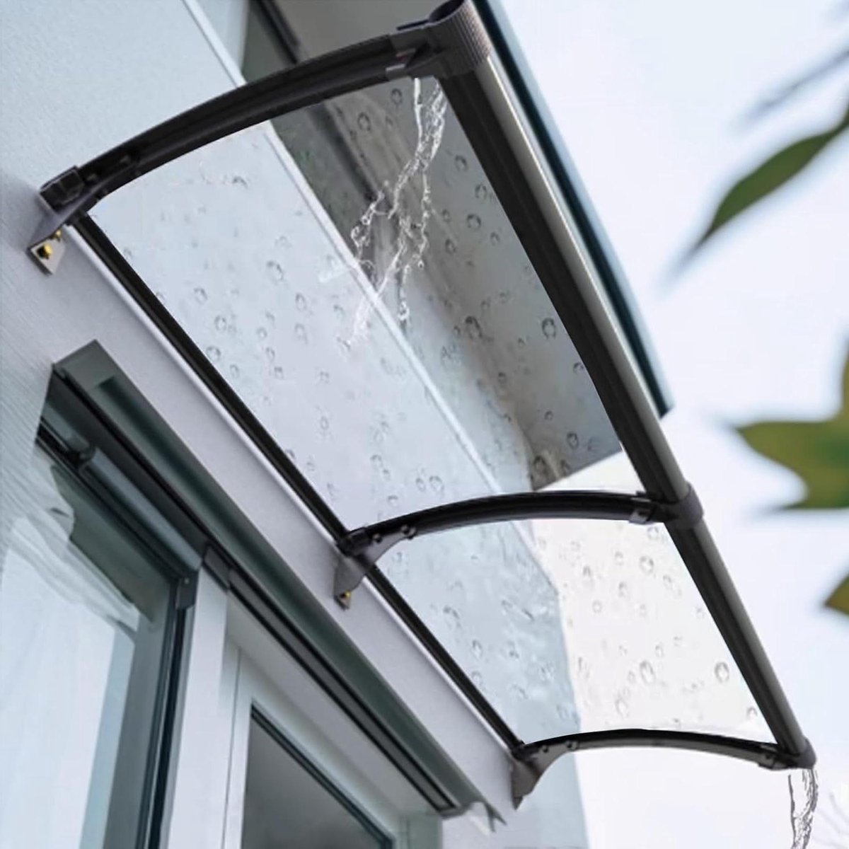 Gebogen Deurluifel - Regenkap Buiten - Bescherming Buiten - UV-Beschermend Polycarbonaat - 120x150cm - Duidelijk