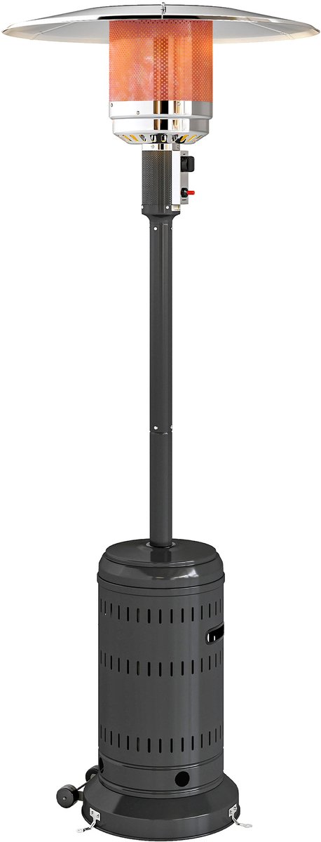 Outsunny Terrasverwarmer - Aluminium, Roestvrij Staal, Metaal - 82x82x223cm - Zwart