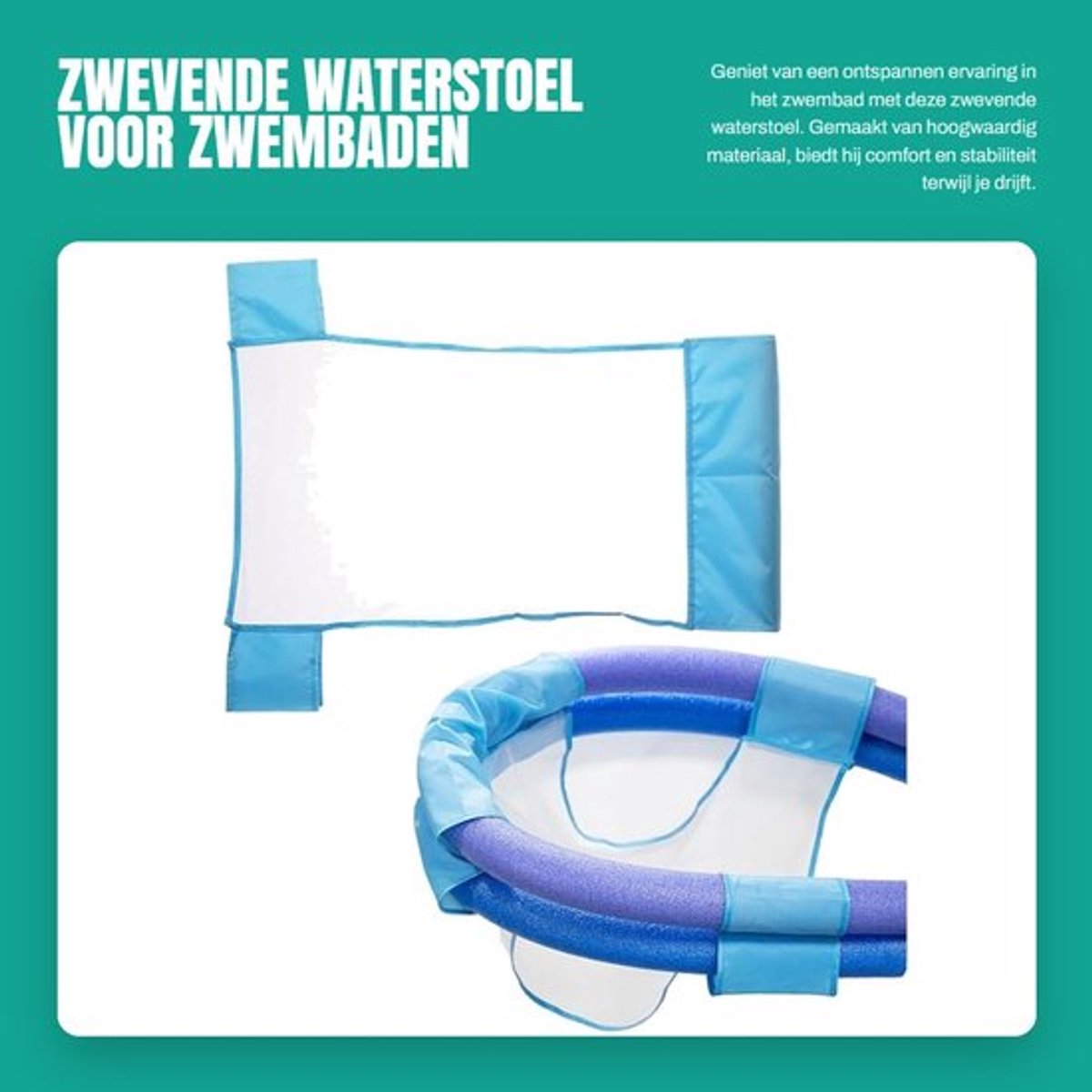 Zwemstoel Opvouwbaar - Drijvende Waterstoel - Lichtgewicht Noodle Chair - Duurzaam Netmateriaal - Perfect voor Zwembaden - Eenvoudig Mee te Nemen - Drijvende Stoel
