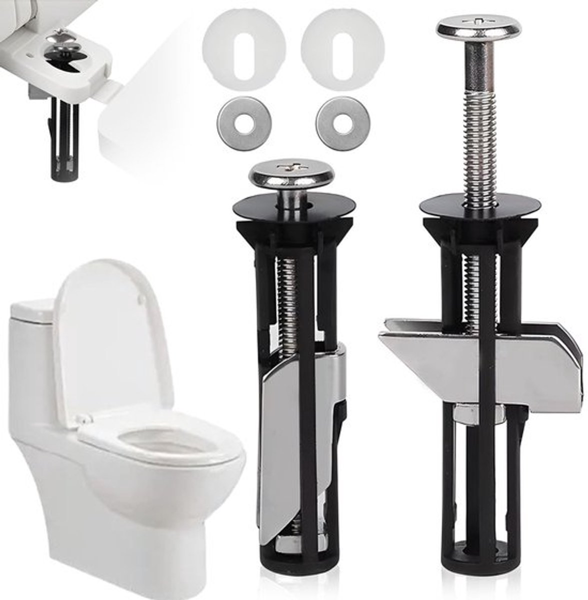 Toiletbril Bevestigingsset Heavy Duty - Universele Bevestigingskit - Wc-bril Schroeven/Fittingen - Eenvoudig te Installeren - Roestvrij Staal - Duurzaam Accessoire