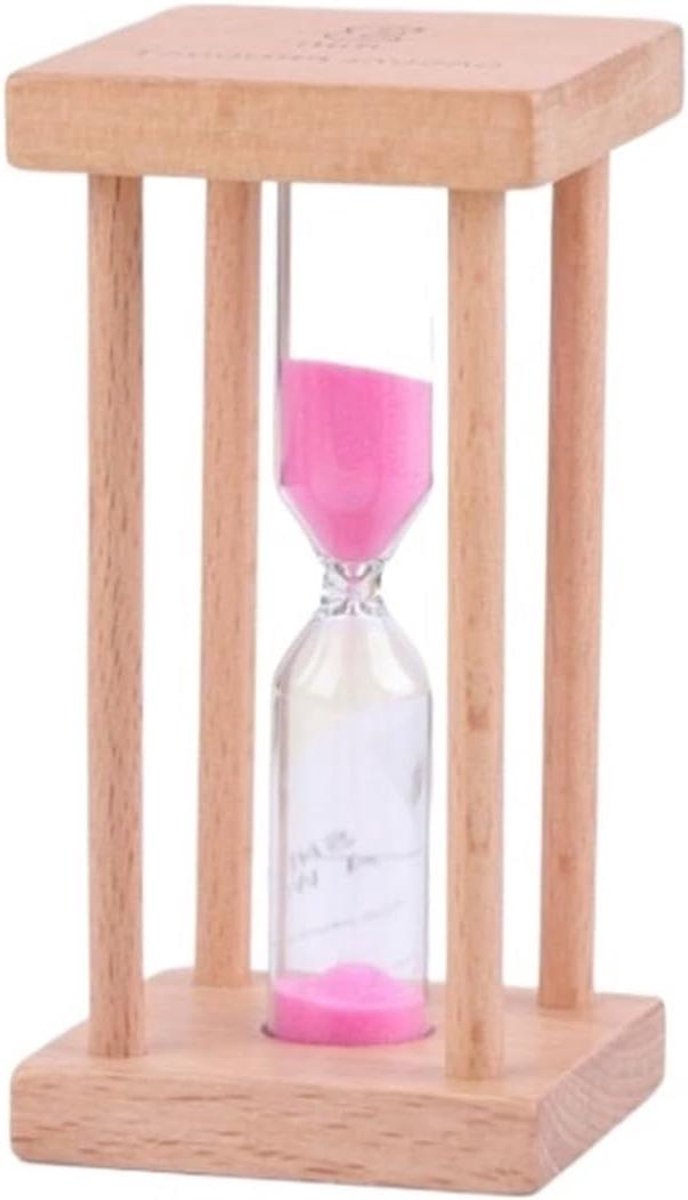 Zandloper Houten Tijdklok - Zandloper Timer - Tijdmanagement Hulpmiddel - Vierkante Houten Zuilen - 43 cm x 87 cm - Roze