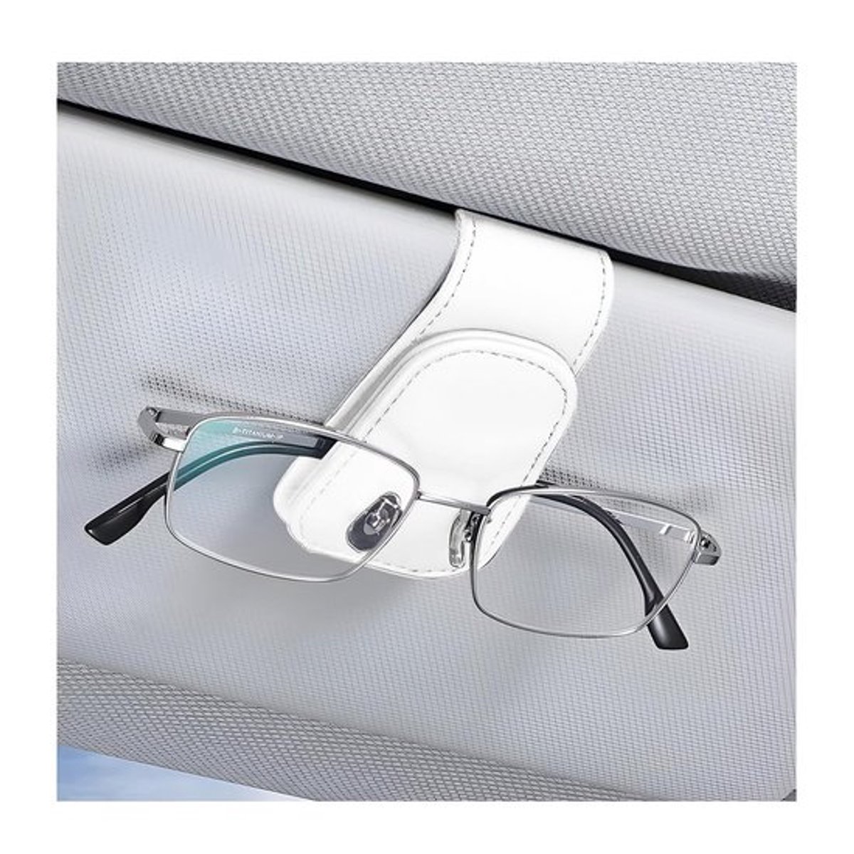 Autobrillenhouder magnetisch - Lederen Clip - Zonnebrilhouder - Multifunctioneel - ID-kaarthouder - Compact 4,5 cm x 9,5 cm - Brillenhouder