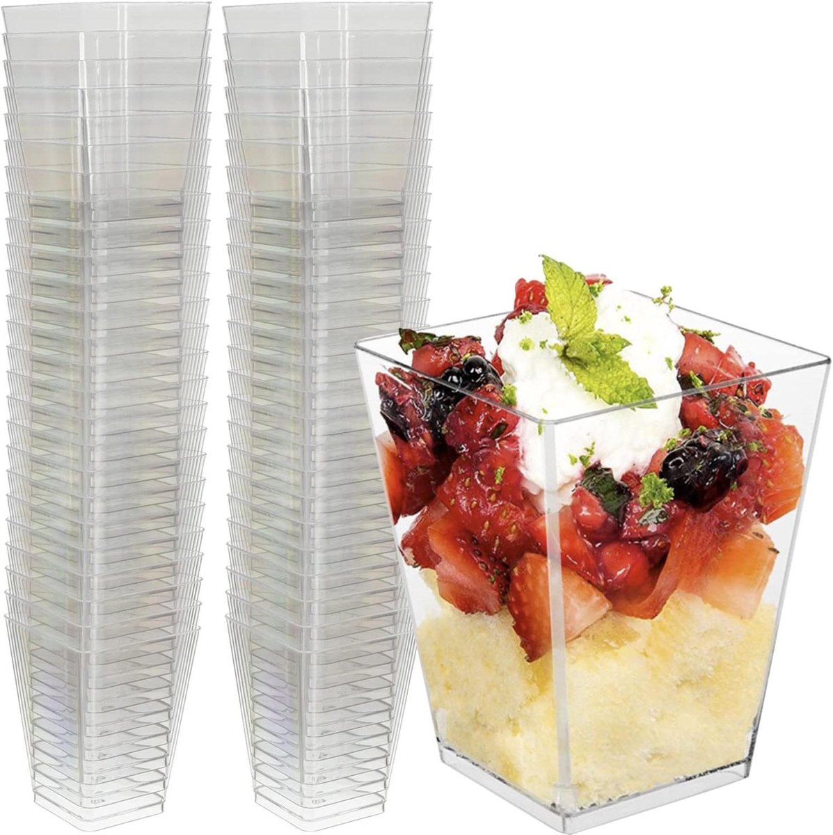 Dessertbekers - Dessertglazen - Zoete Snacks Serveren - Herbruikbaar Plastic - 120 ml - Transparant