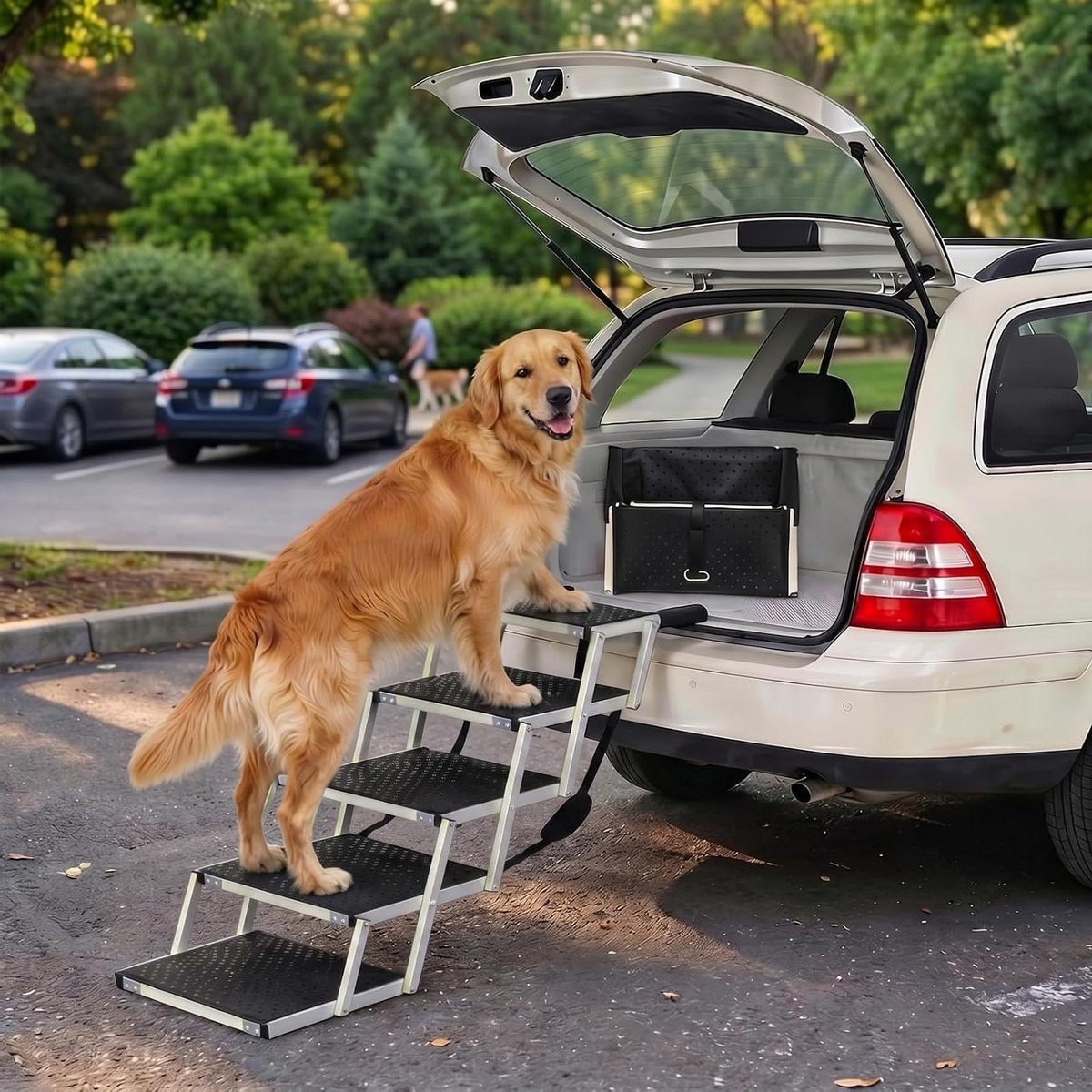 Hondentrap - Instaphulp hond autobrug - Veilig in de auto - Inklapbaar en lichtgewicht - 4-6 treden - Aluminium