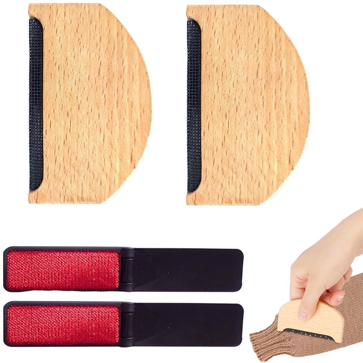 Omgoods - Set van 4 Cashmere en Wol Combs voor Delicate Kleding