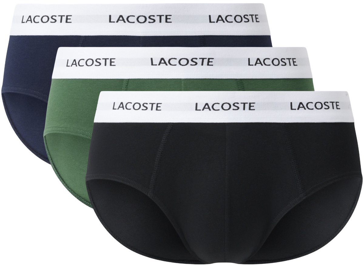 Lacoste Heren Slips Casual Briefs 3-Pack Navy Blauw/Groen/Zwart - Maat XXL