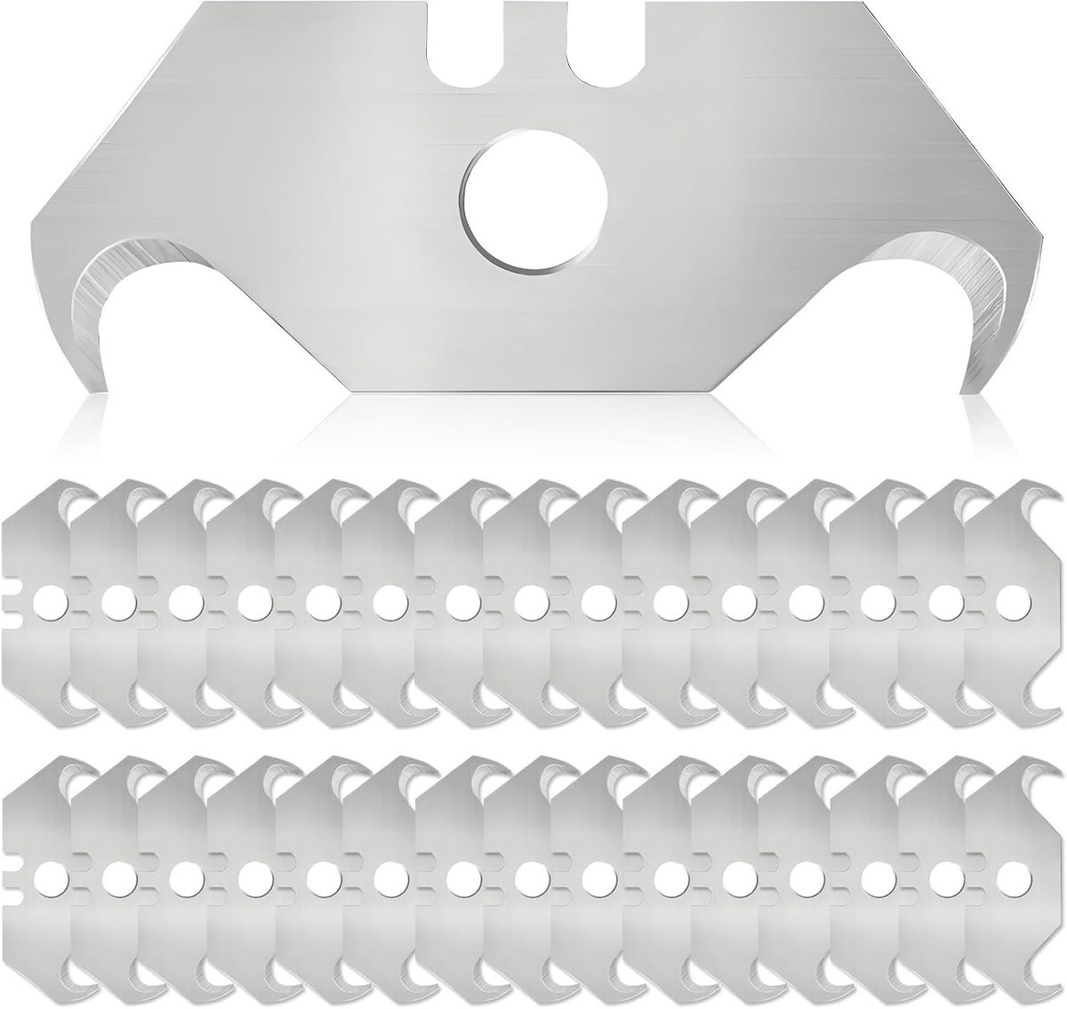 Set van 70 Haakmessen voor Tapijt, 49 x 32 x 19 mm, Trapeziumvormige Messen, 0.6 mm Blad, Ideaal voor Vloerbedekking en Snijwerkzaamheden