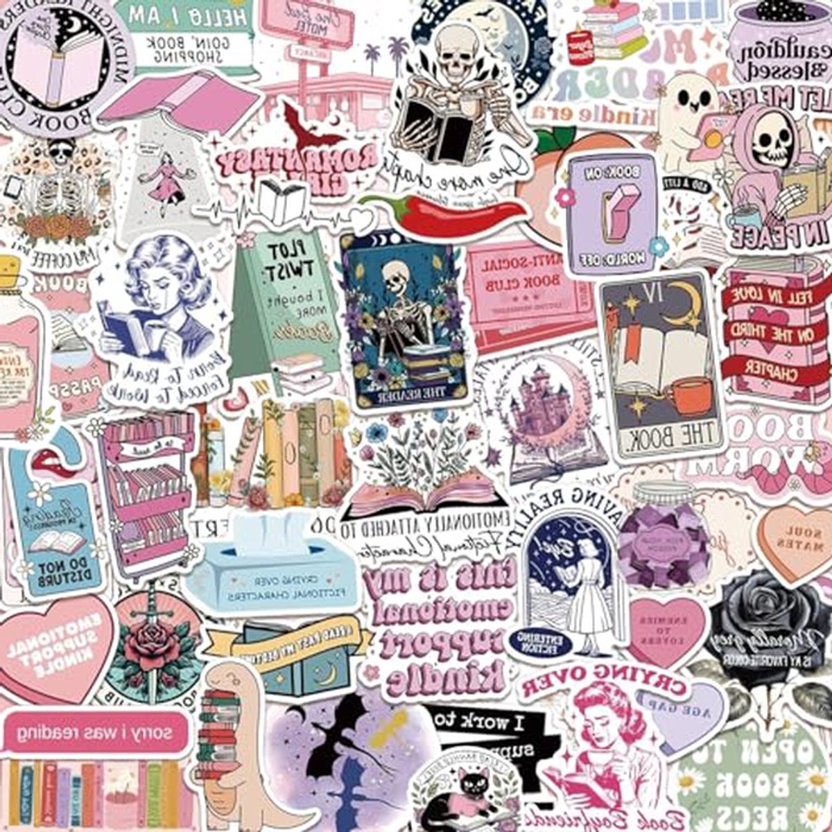 Boek Stickers - Vinyl Decals - Decoreren E-readers - Holografisch Effect - 3.5-7 cm - Meerkleurig