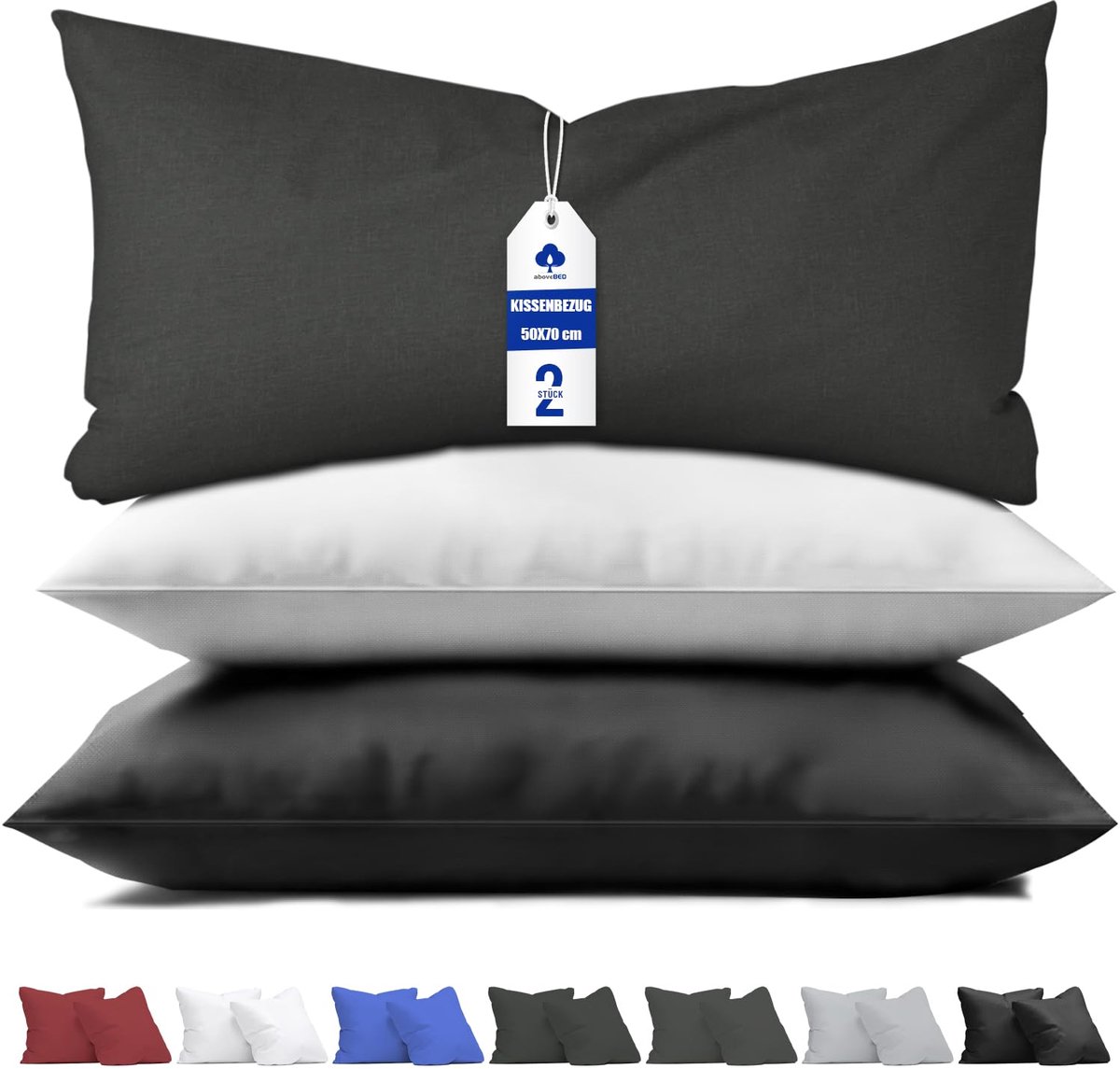 Kussenbezügen 50 x 70 cm (2 stuks), Antraciet, 100% microfiber