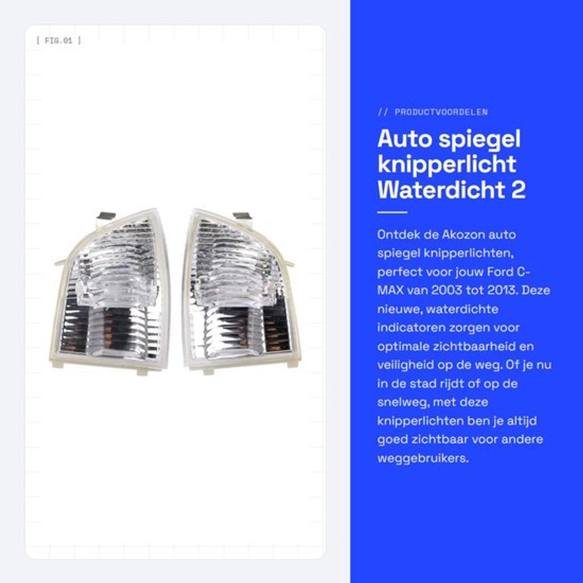 Knipperlicht Waterdicht - Knipperlichten - Geschikt voor Focus C-MAX 2003-2013 - 2 x Knipperlichten - OEM 6M5Y 13B381 AA/6M5Y 13B382 AA - Autoknipperlicht