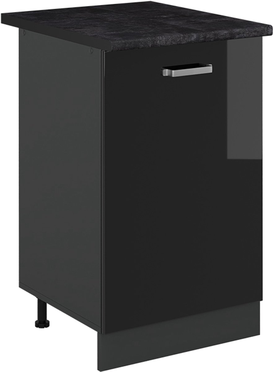 Vicco Keukenonderkast R-Line, Zwart hoogglans/Antraciet, 50 cm antraciet werkblad
